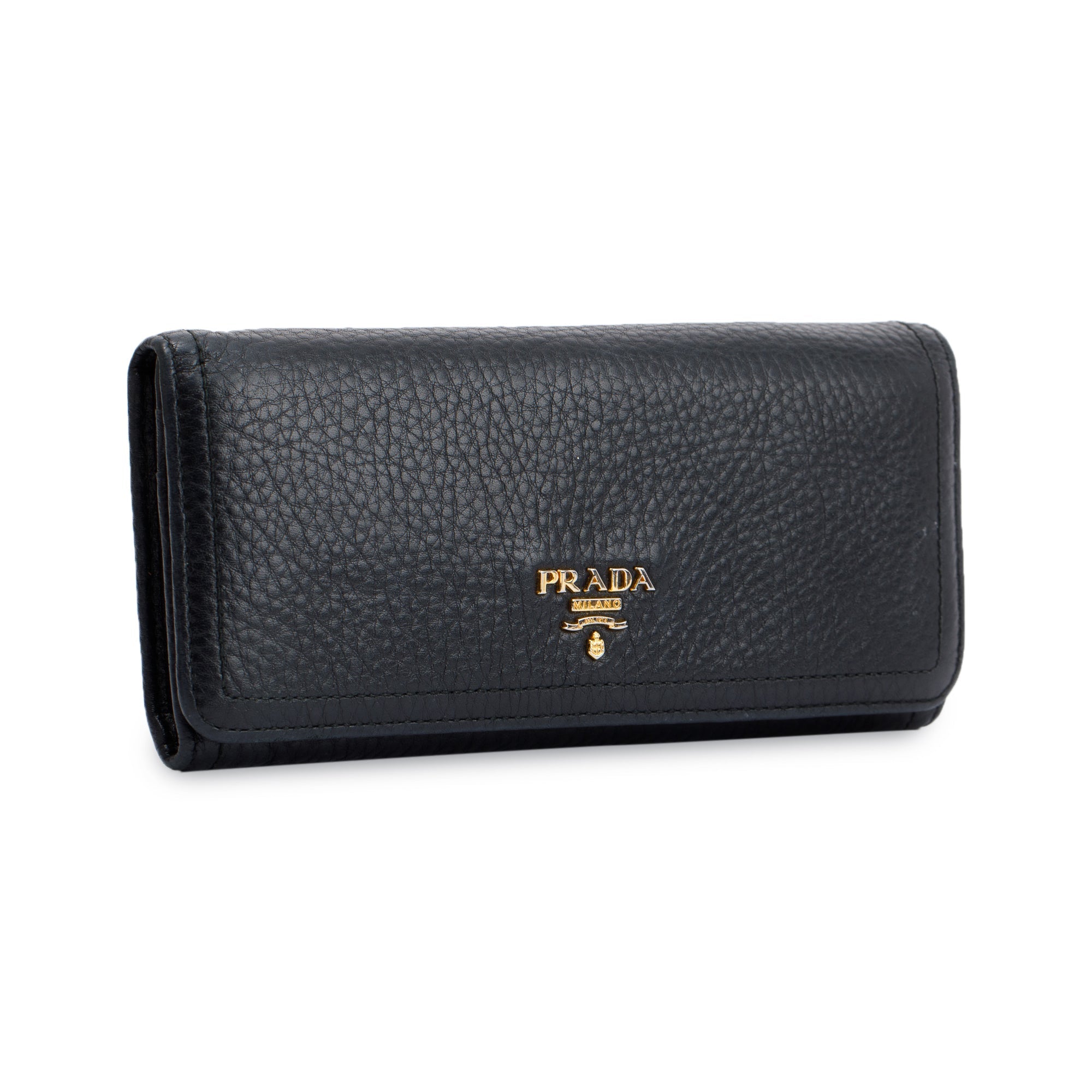 Prada Black Vitello Daino Continental Wallet