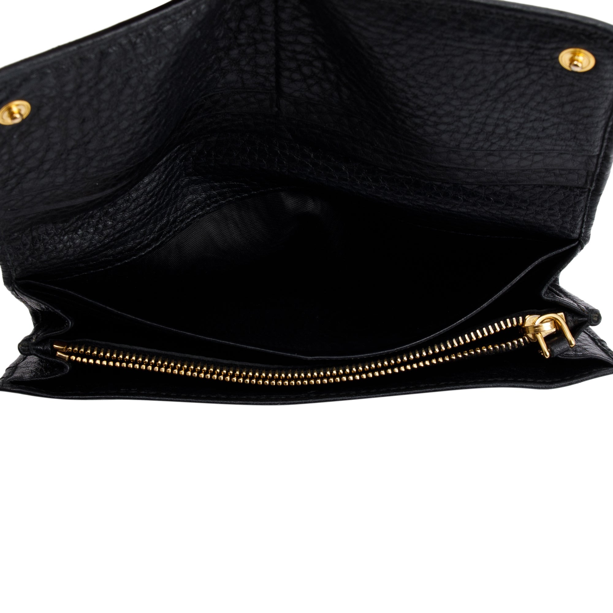 Prada Black Vitello Daino Continental Wallet