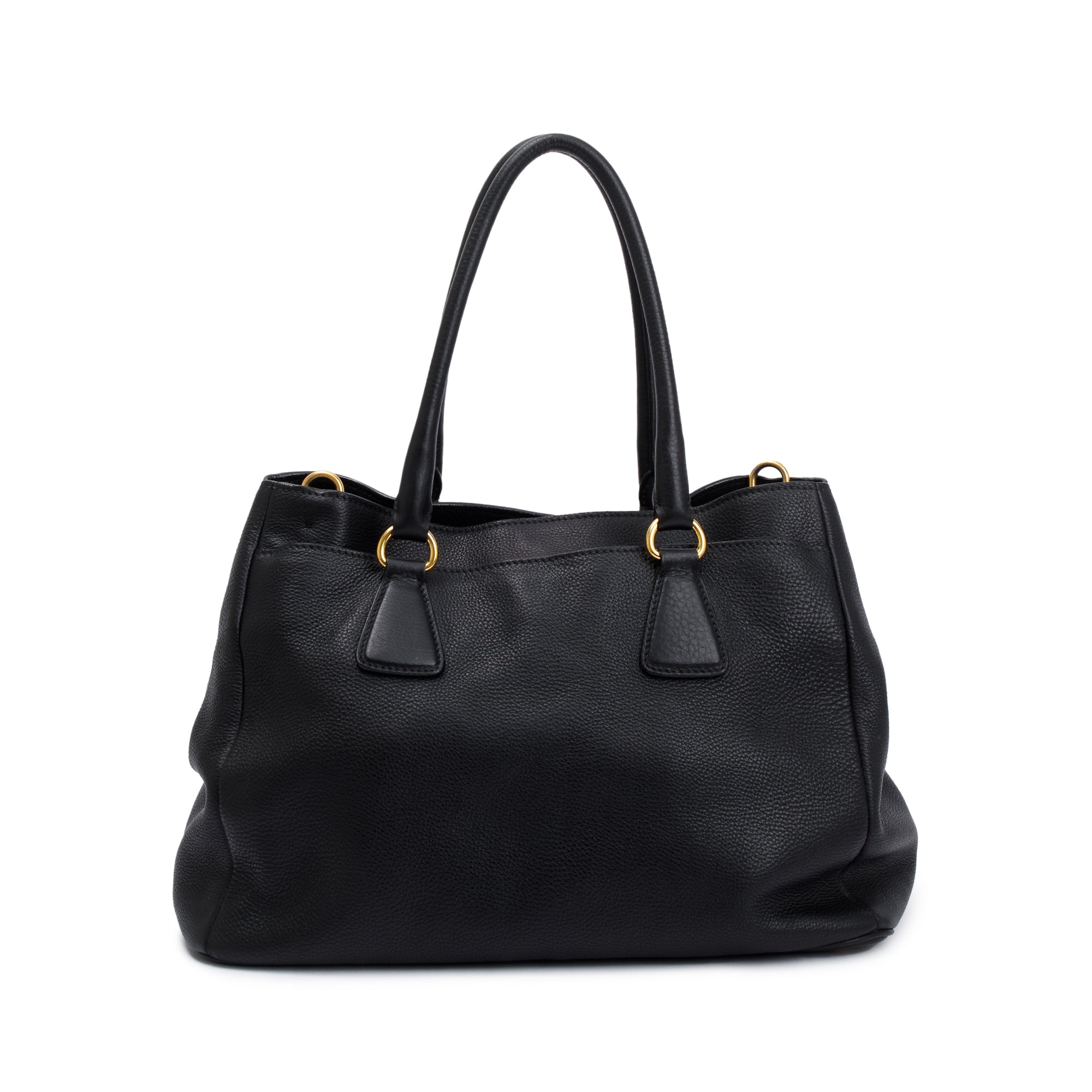 Prada Black Vitello Daino Convertible Tote w/ Strap