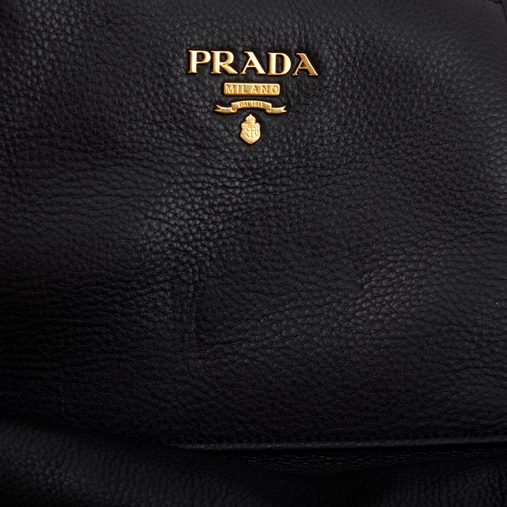 Prada Black Vitello Daino Front Pocket Shopping Tote
