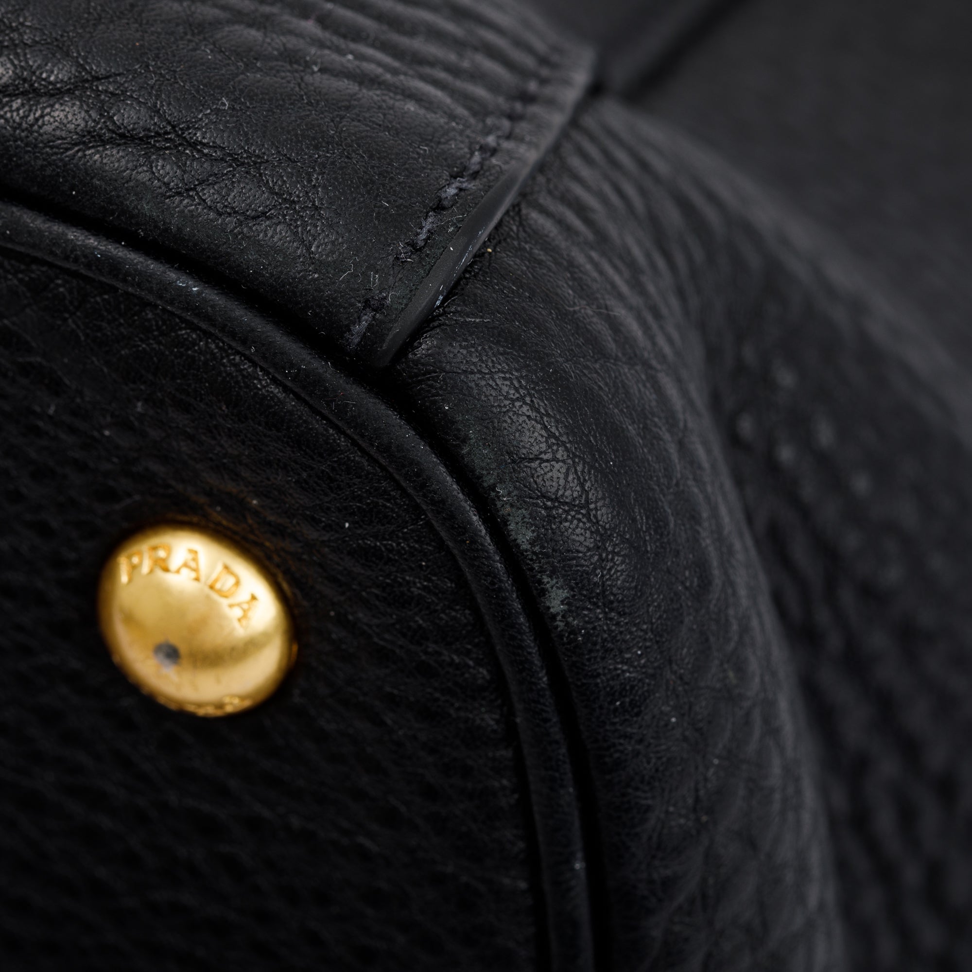 Prada Black Vitello Daino Leather Open Tote