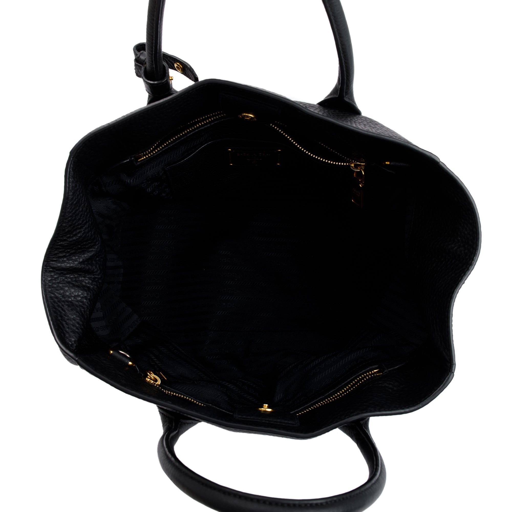 Prada Black Vitello Daino Leather Open Tote