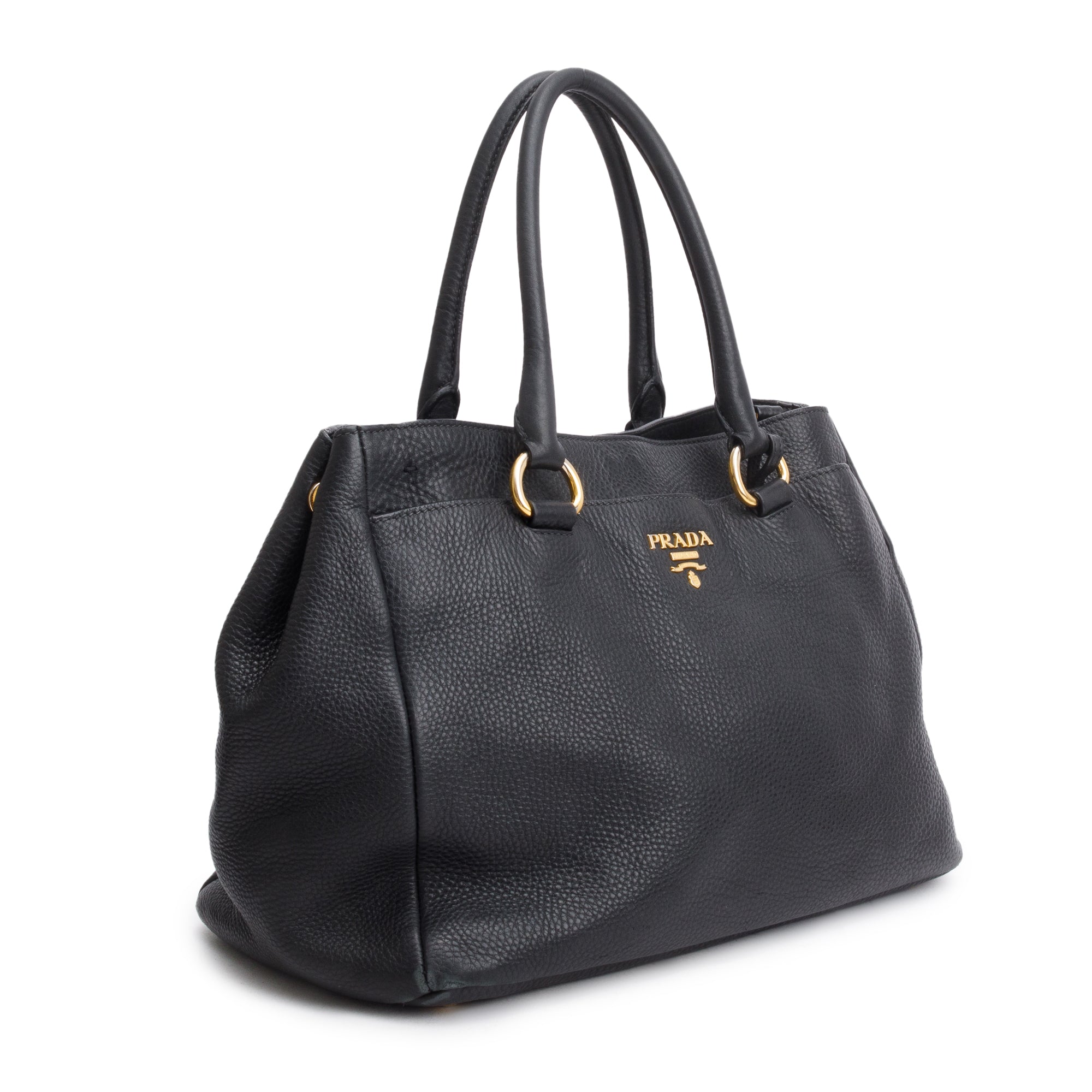 Prada Black Vitello Daino Leather Shoulder Bag w/ Strap