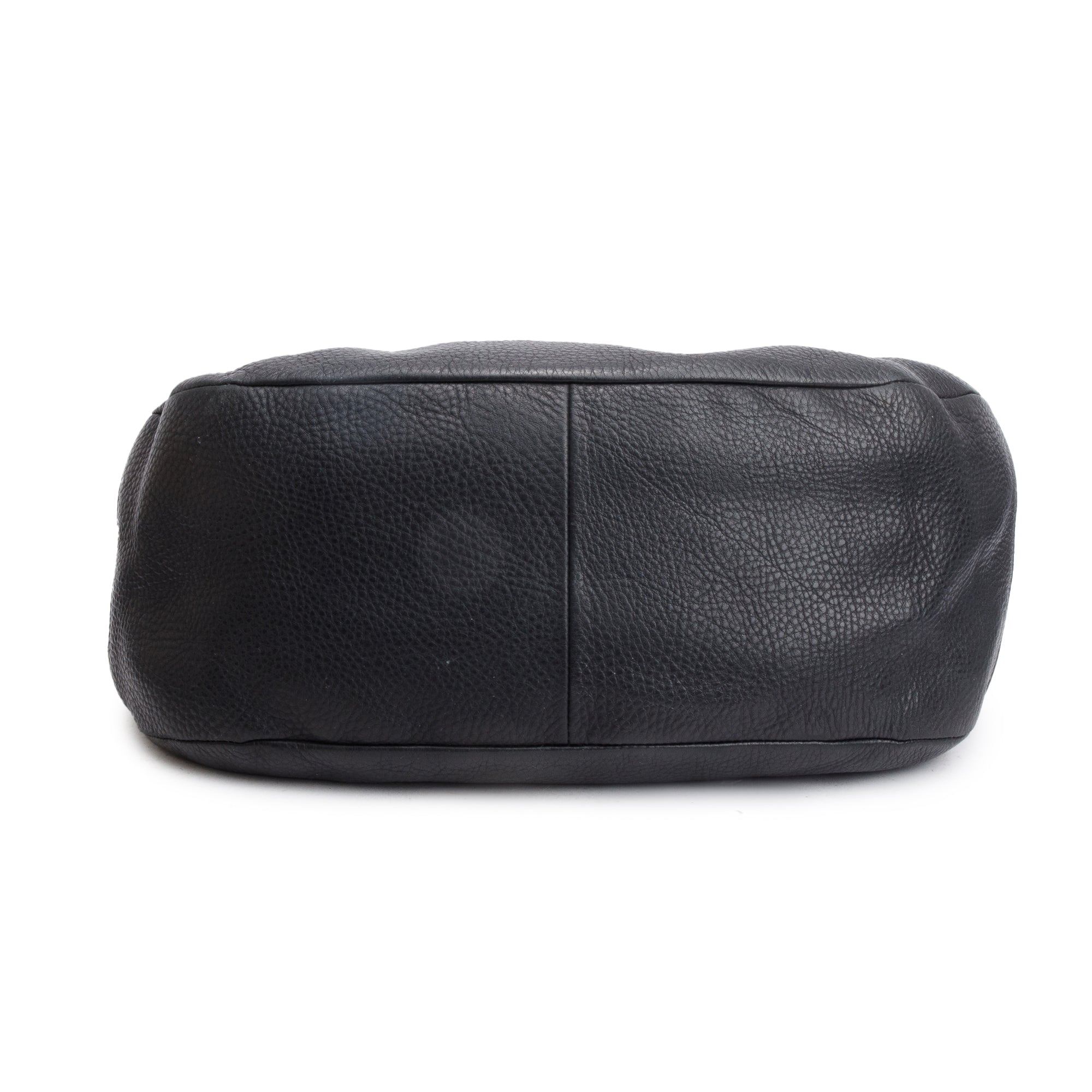 Prada Black Vitello Daino Leather Zip Top Hobo