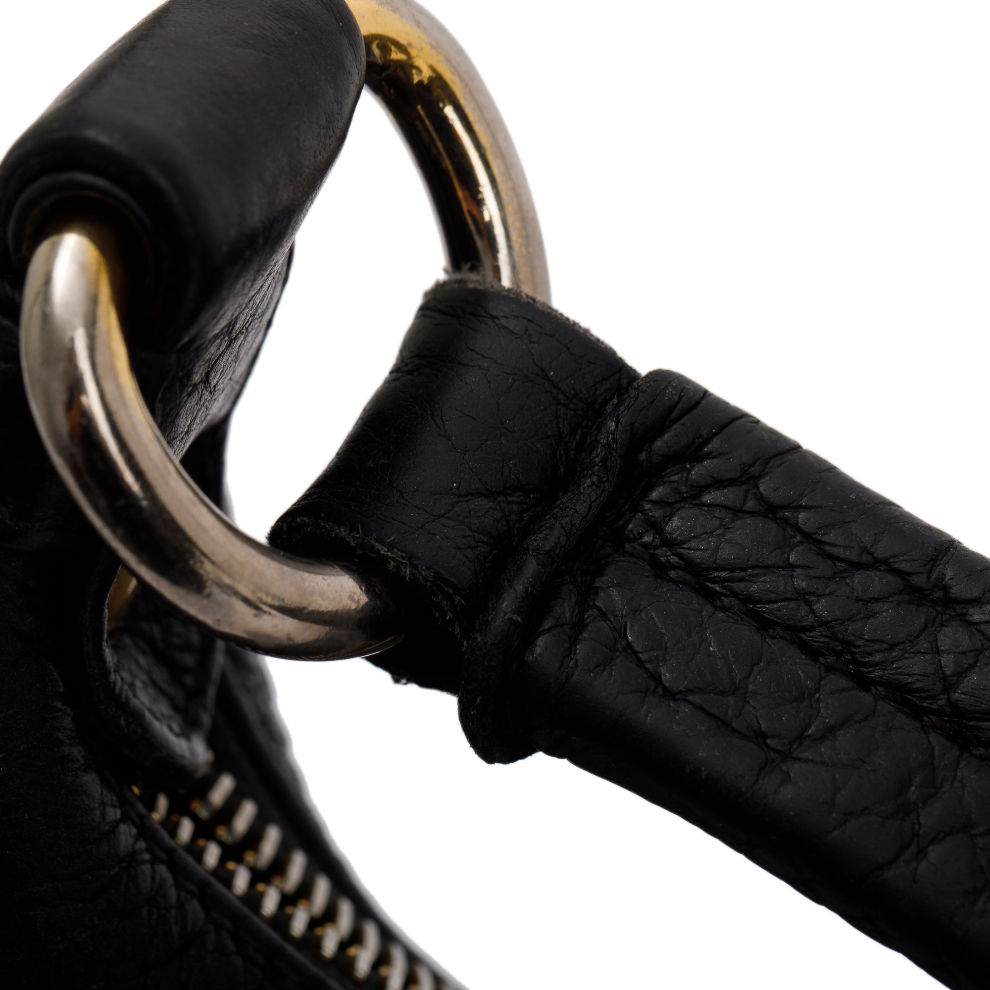 Prada Black Vitello Daino Leather Zip Top Hobo