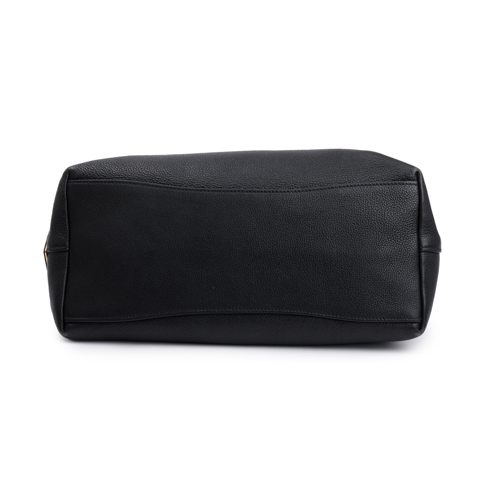 Prada Black Vitello Daino Medium Logo Embossed Hobo Bag