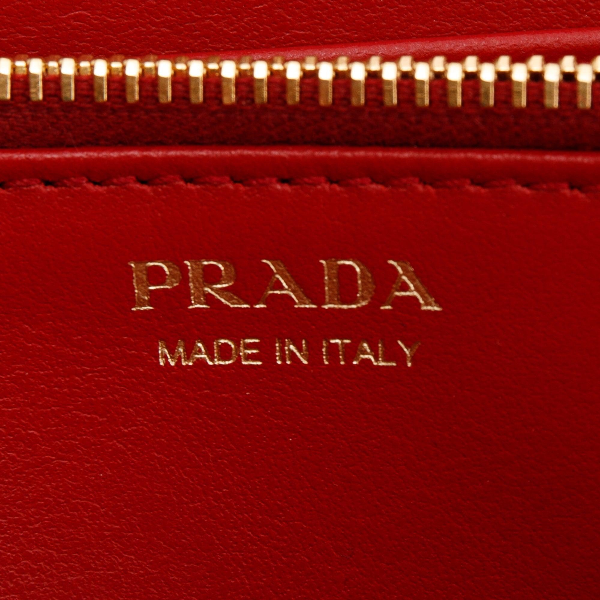 Prada Black Vitello Daino Zip Around Wallet w/ Box & Authenticity card