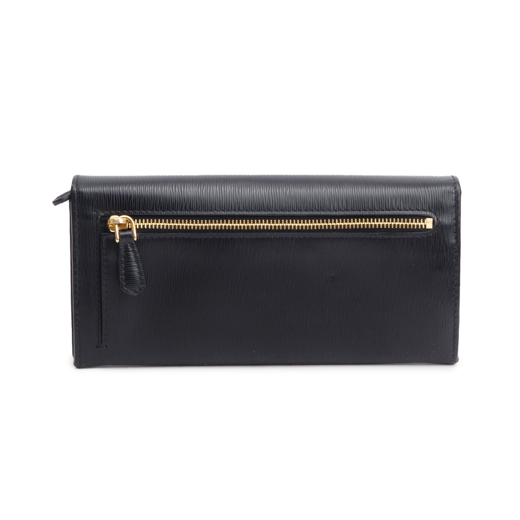 Prada Black Vitello Move Leather Continental Wallet w/ Box