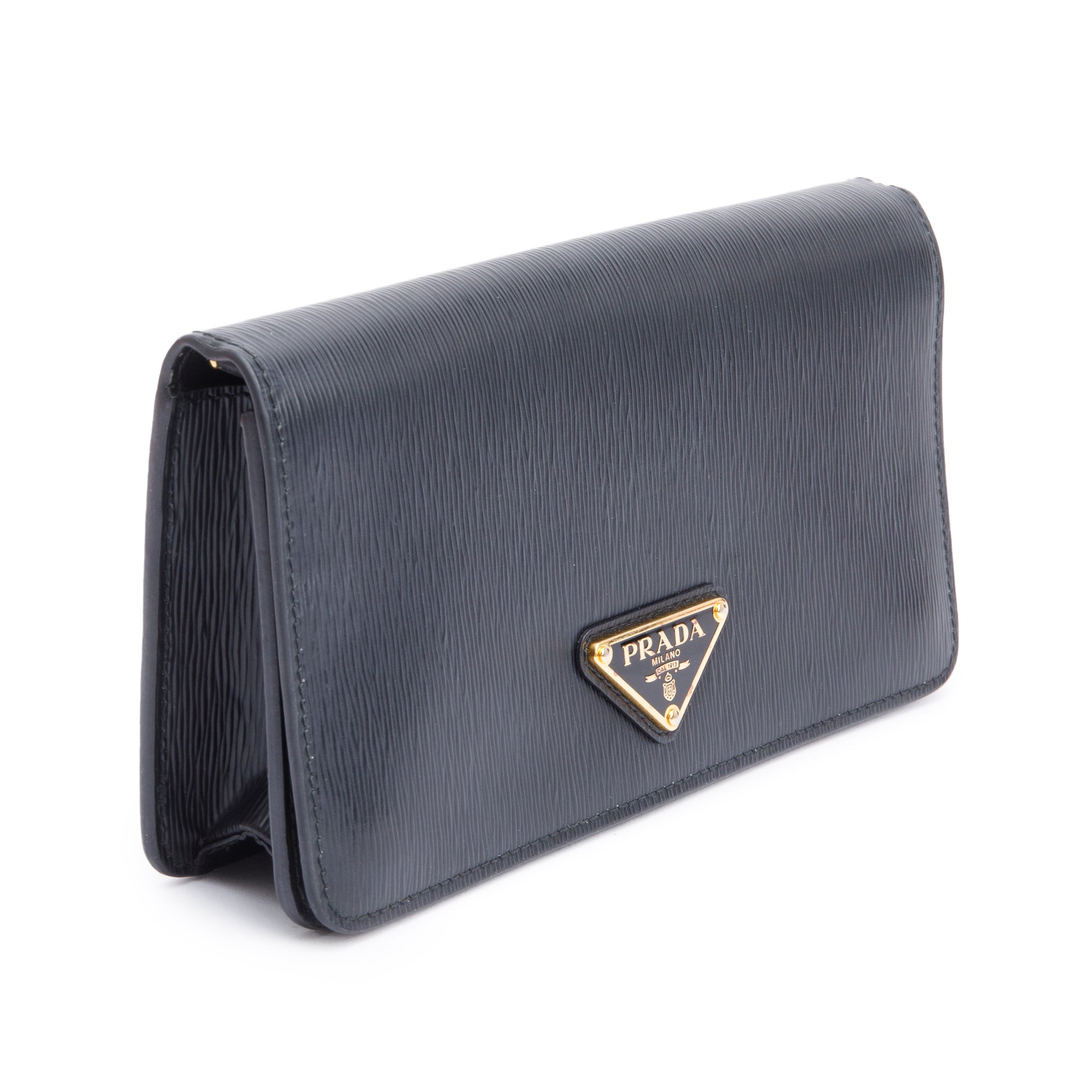Prada Black Vitello Move Wallet on Chain w/ Authenticity Card & Receipt
