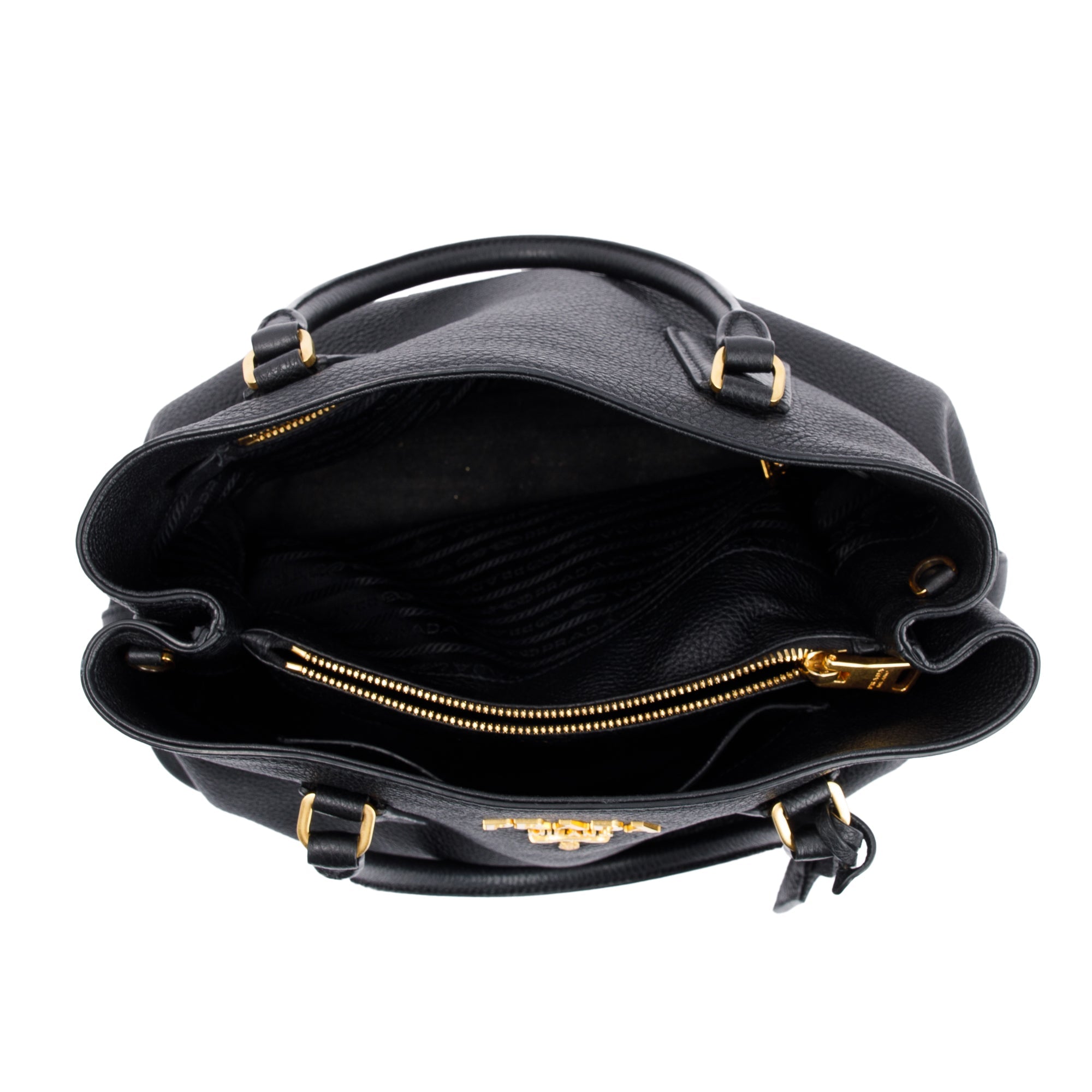 Prada Black Vitello Phenix Convertible Tote w/ Strap, Box & Authenticity Card