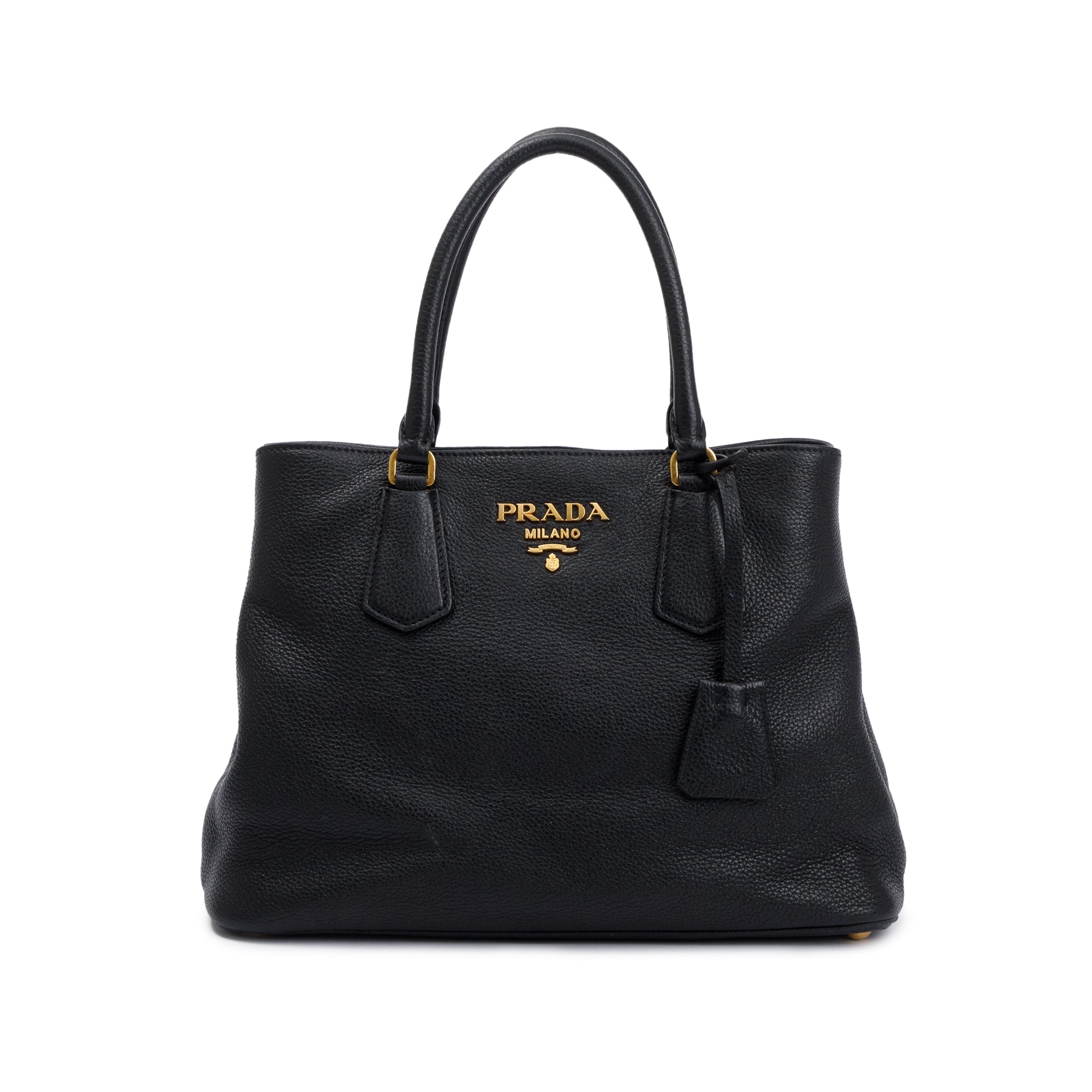 Prada Black Vitello Phenix Convertible Tote w/ Strap, Box & Authenticity Card