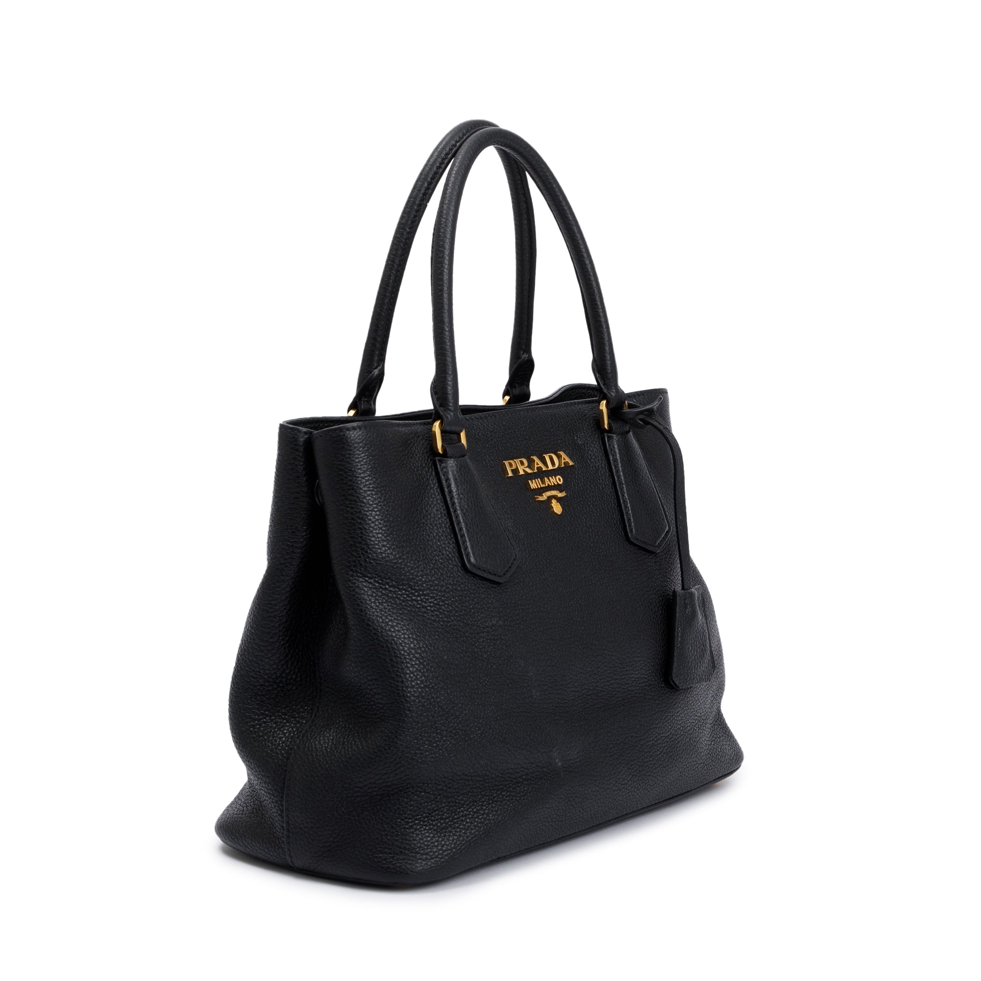 Prada Black Vitello Phenix Convertible Tote w/ Strap, Box & Authenticity Card