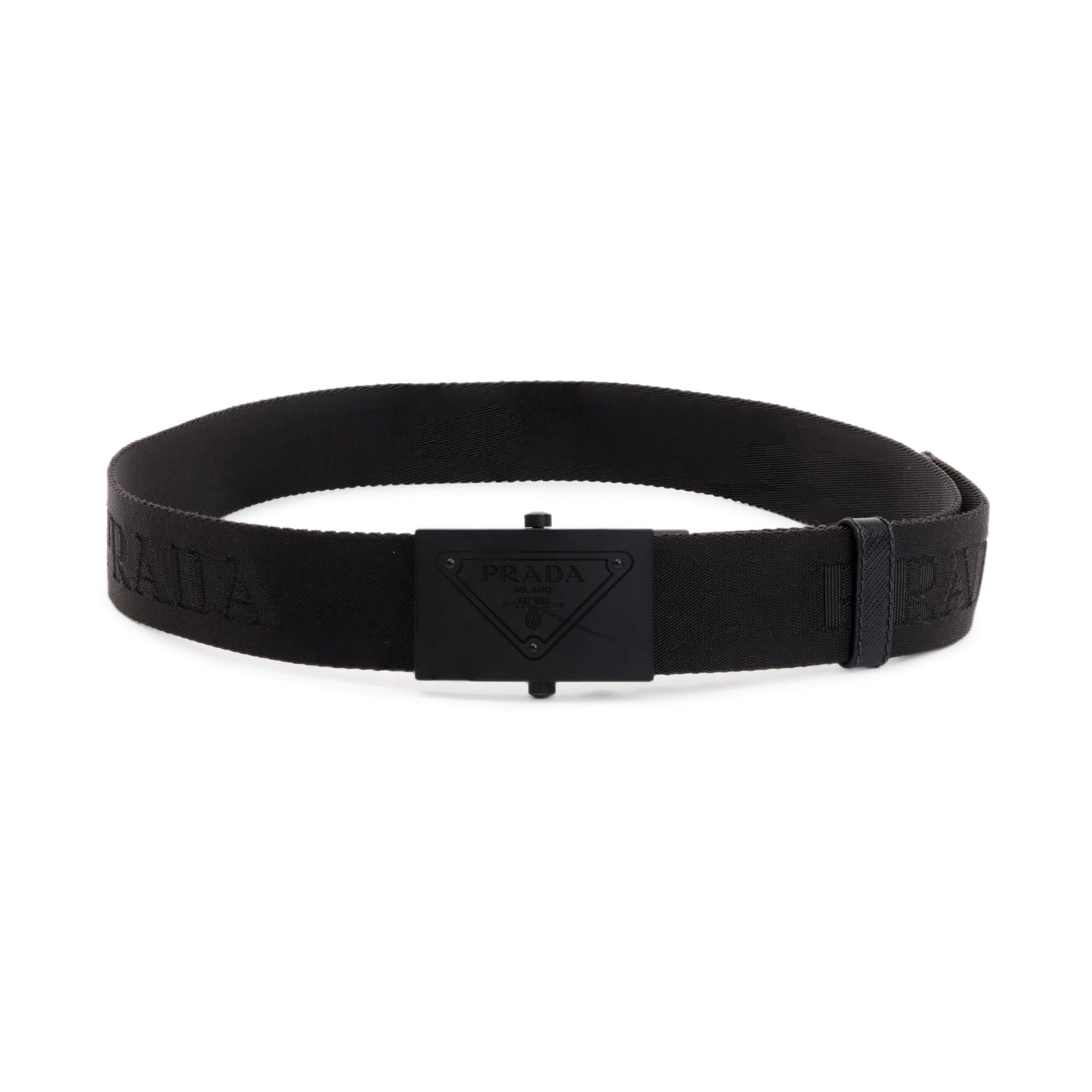 Prada Black Woven Nylon Belt, Size 90 36