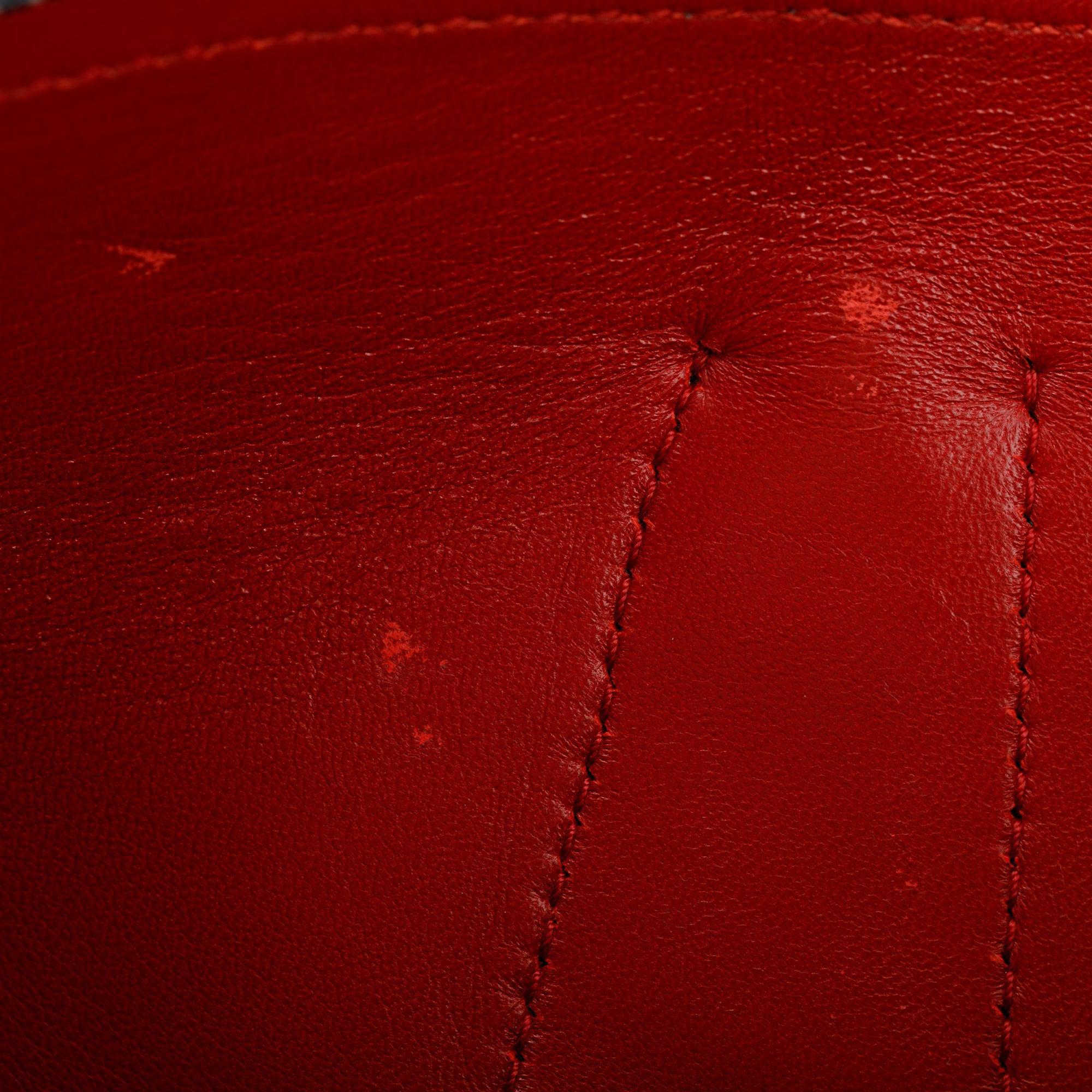 Prada Black/Red Saffiano Vernice Shiny Medium Cuir Double Tote w/ Strap