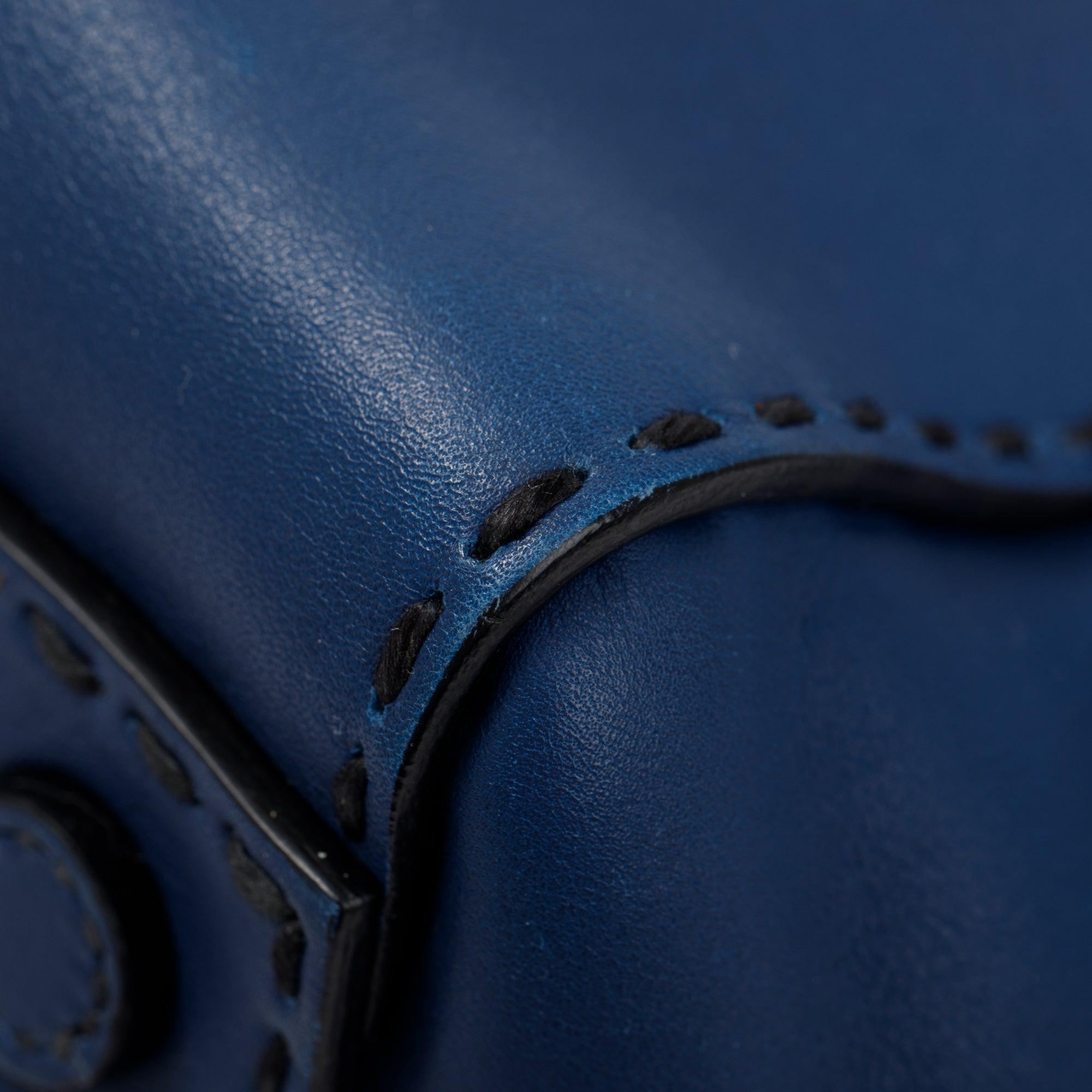 Prada Blue City Calf Small Twin Pocket Tote w/ Strap