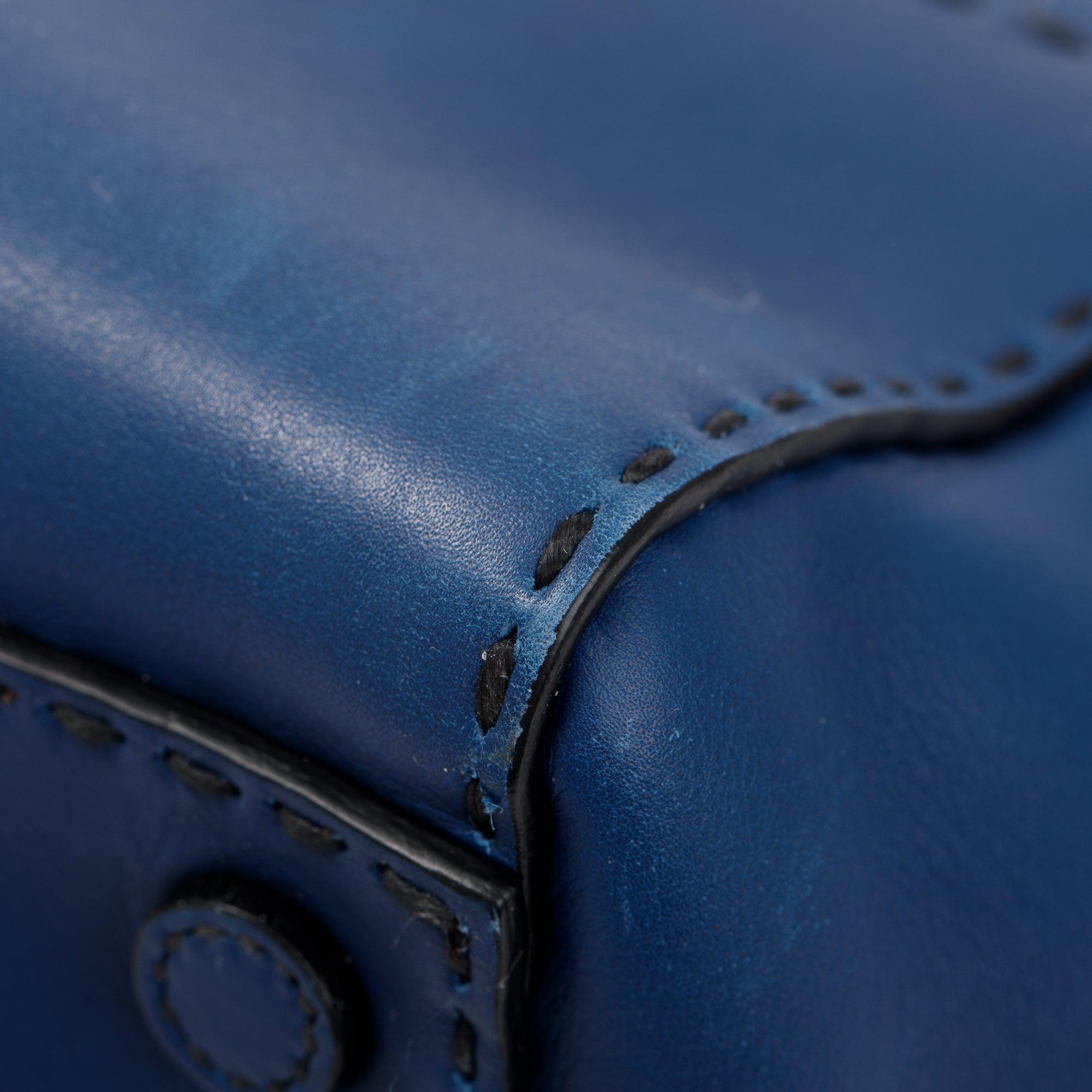 Prada Blue City Calf Small Twin Pocket Tote w/ Strap