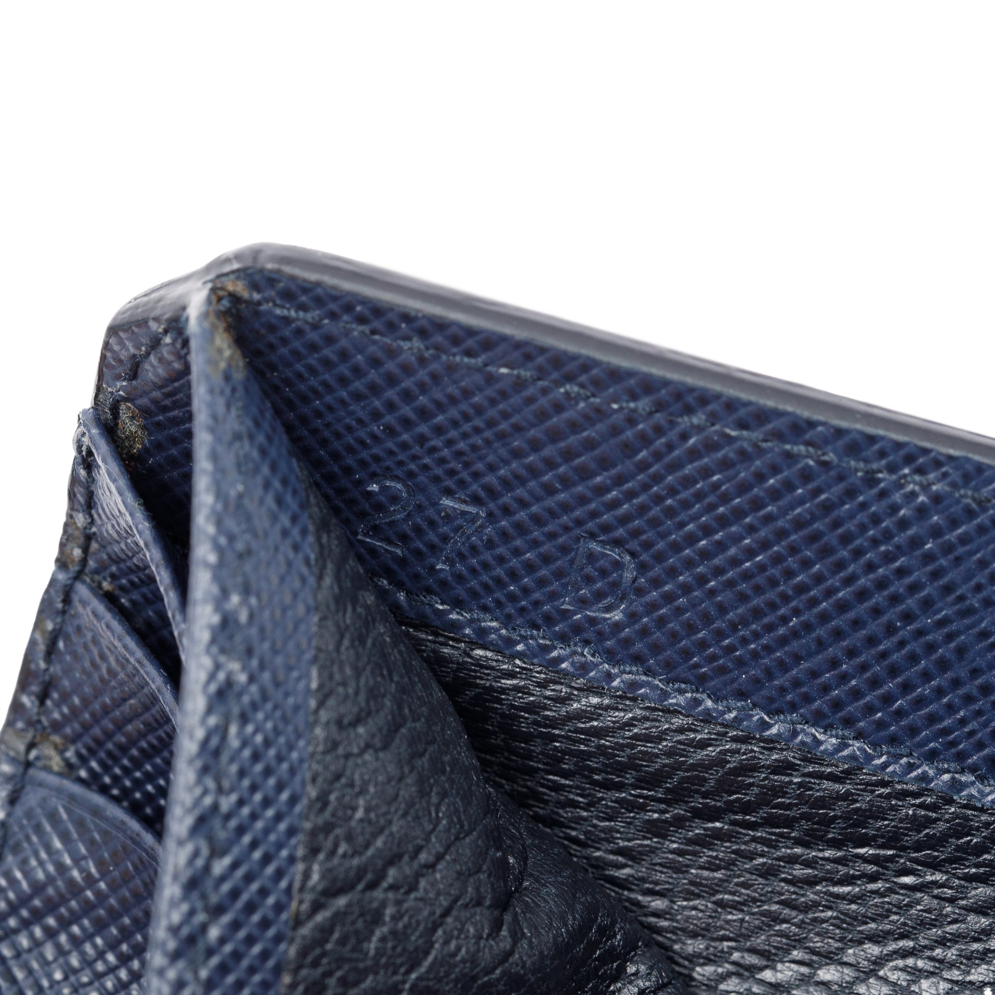 Prada Blue Saffiano Leather Bi-Fold Wallet