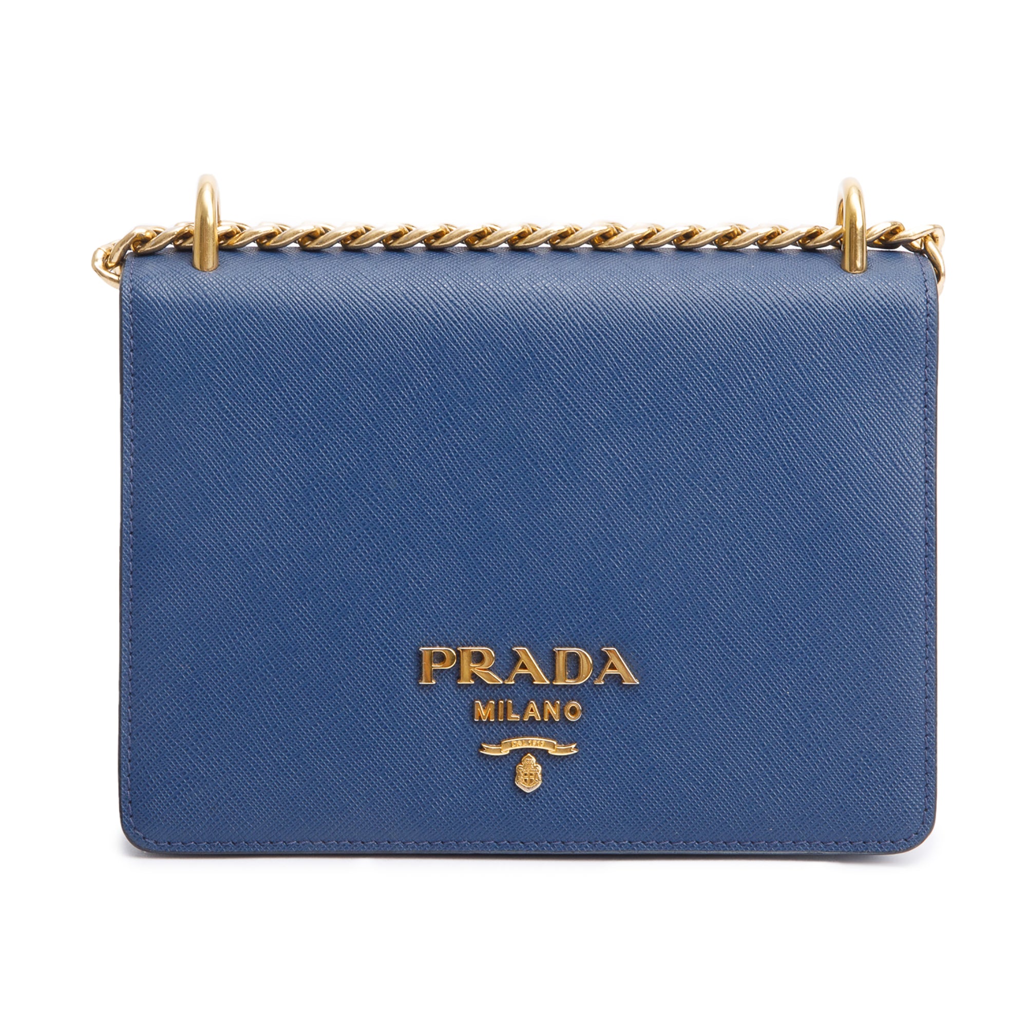 Prada Blue Saffiano Lux Chain Shoulder Bag