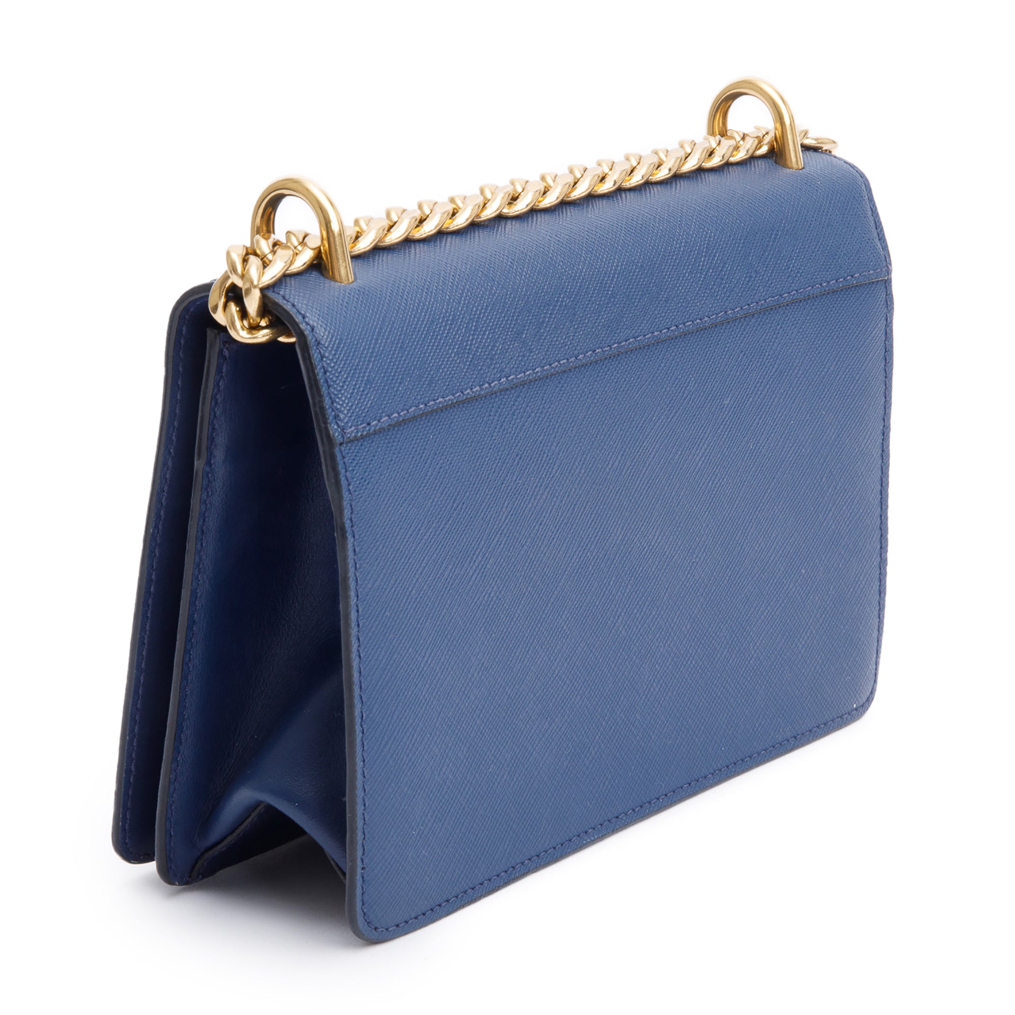 Prada Blue Saffiano Lux Chain Shoulder Bag