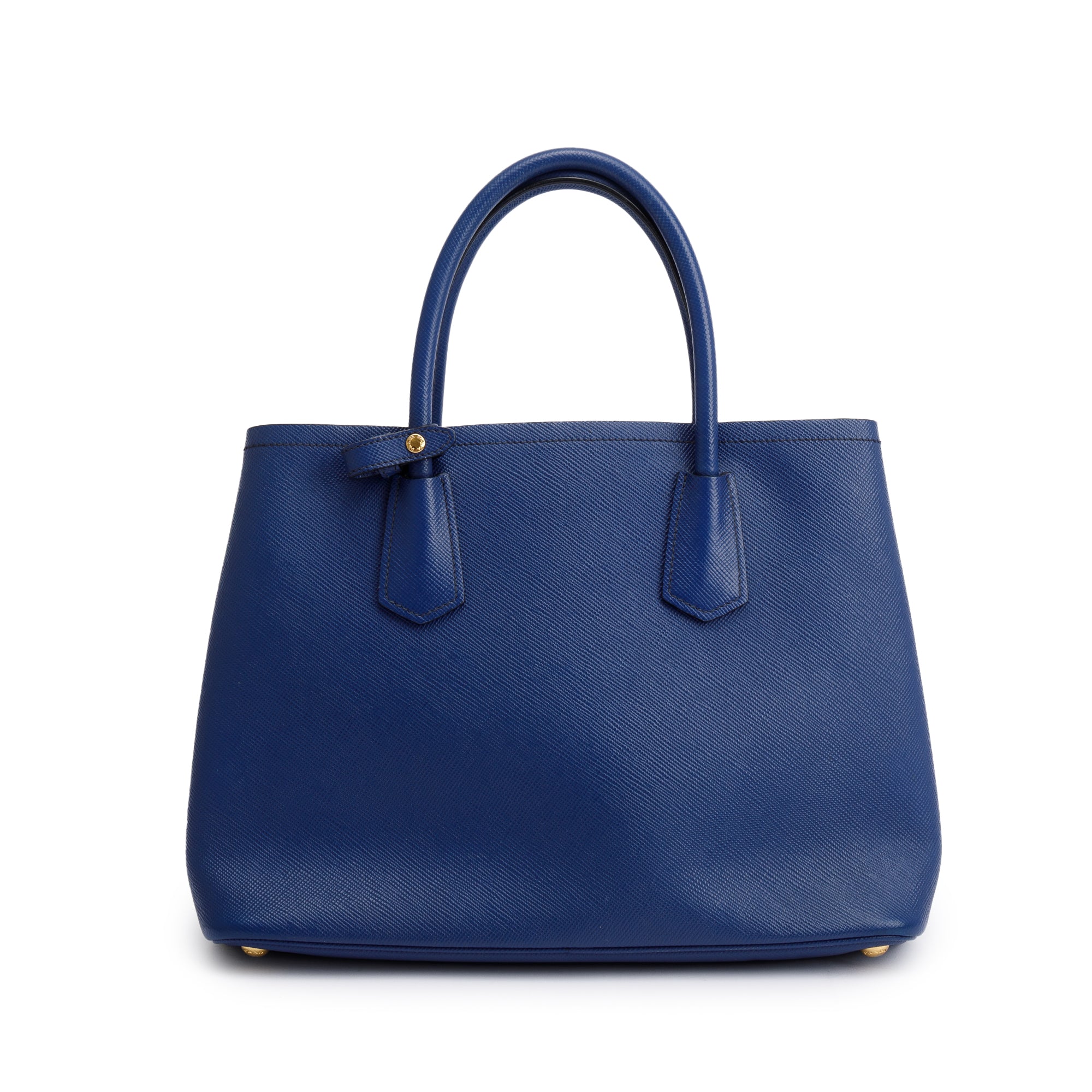 Prada Blue Saffiano Lux Medium Cuir Double Tote w/ Strap