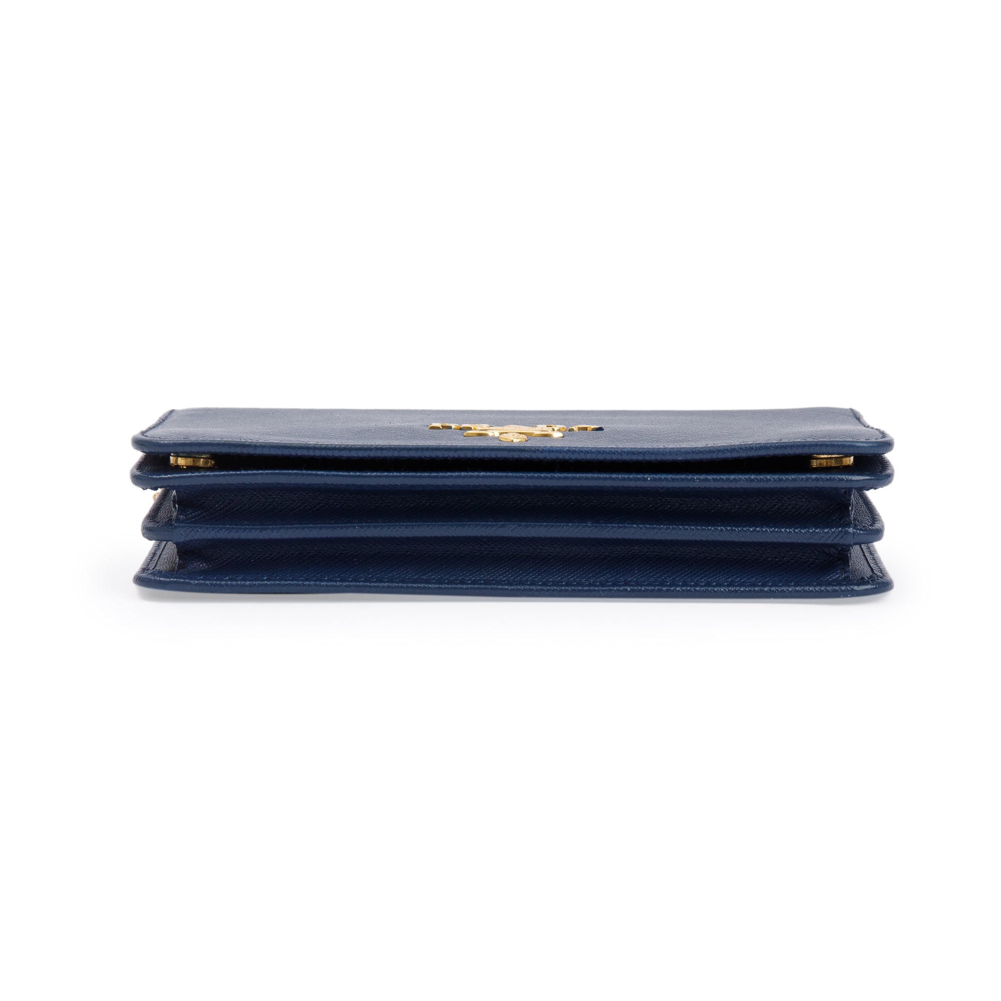 Prada Blue Saffiano Lux Wallet on Chain