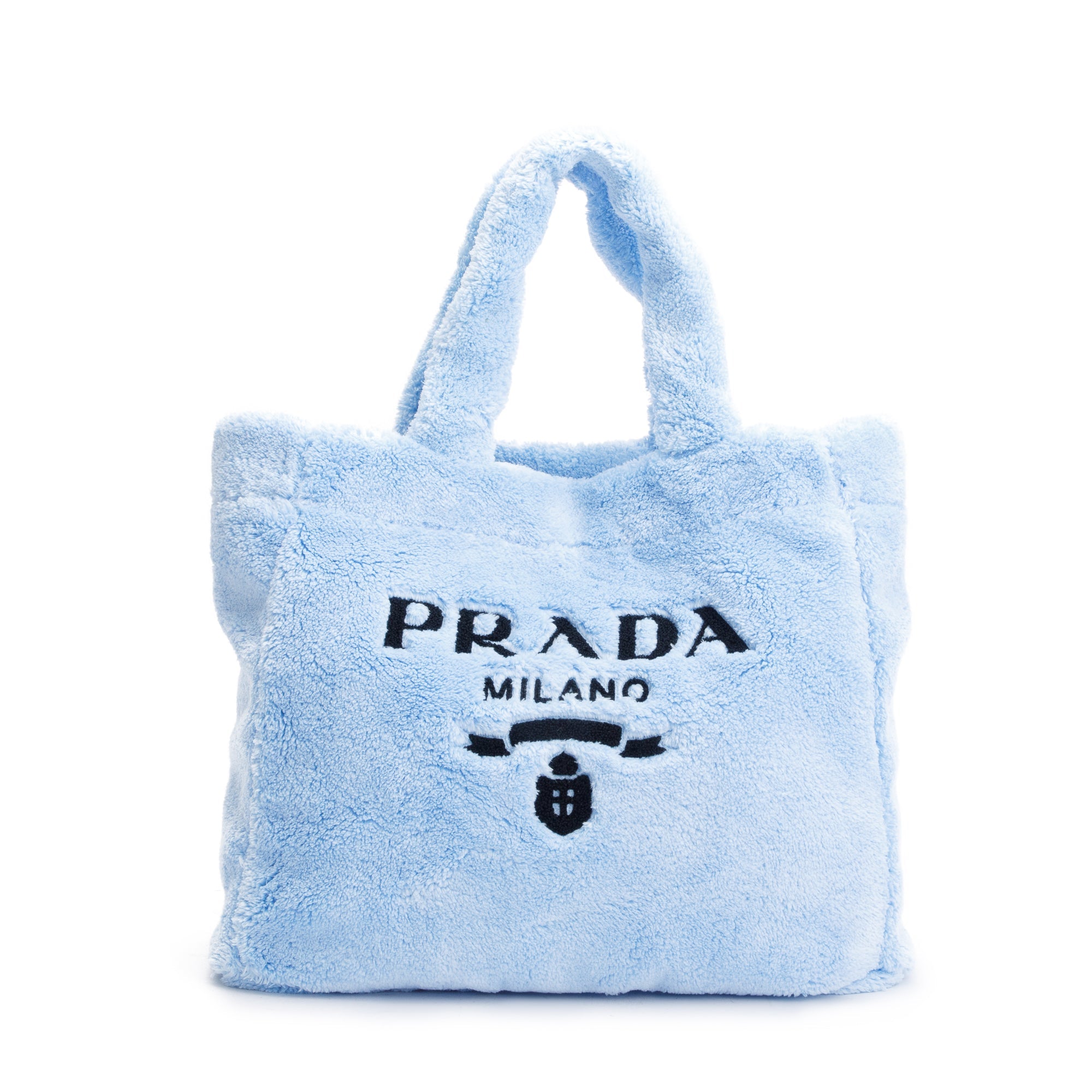Prada Blue Terry Cloth Logo Tote