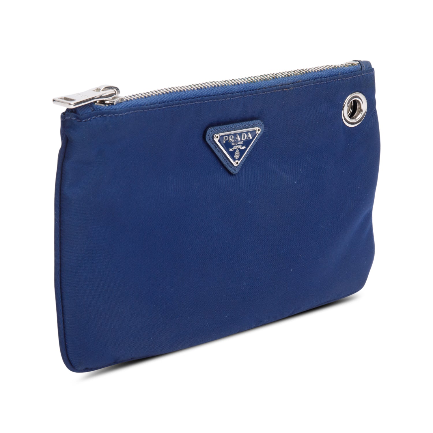 Prada Blue Tessuto Nylon O-Ring Zip Pouch