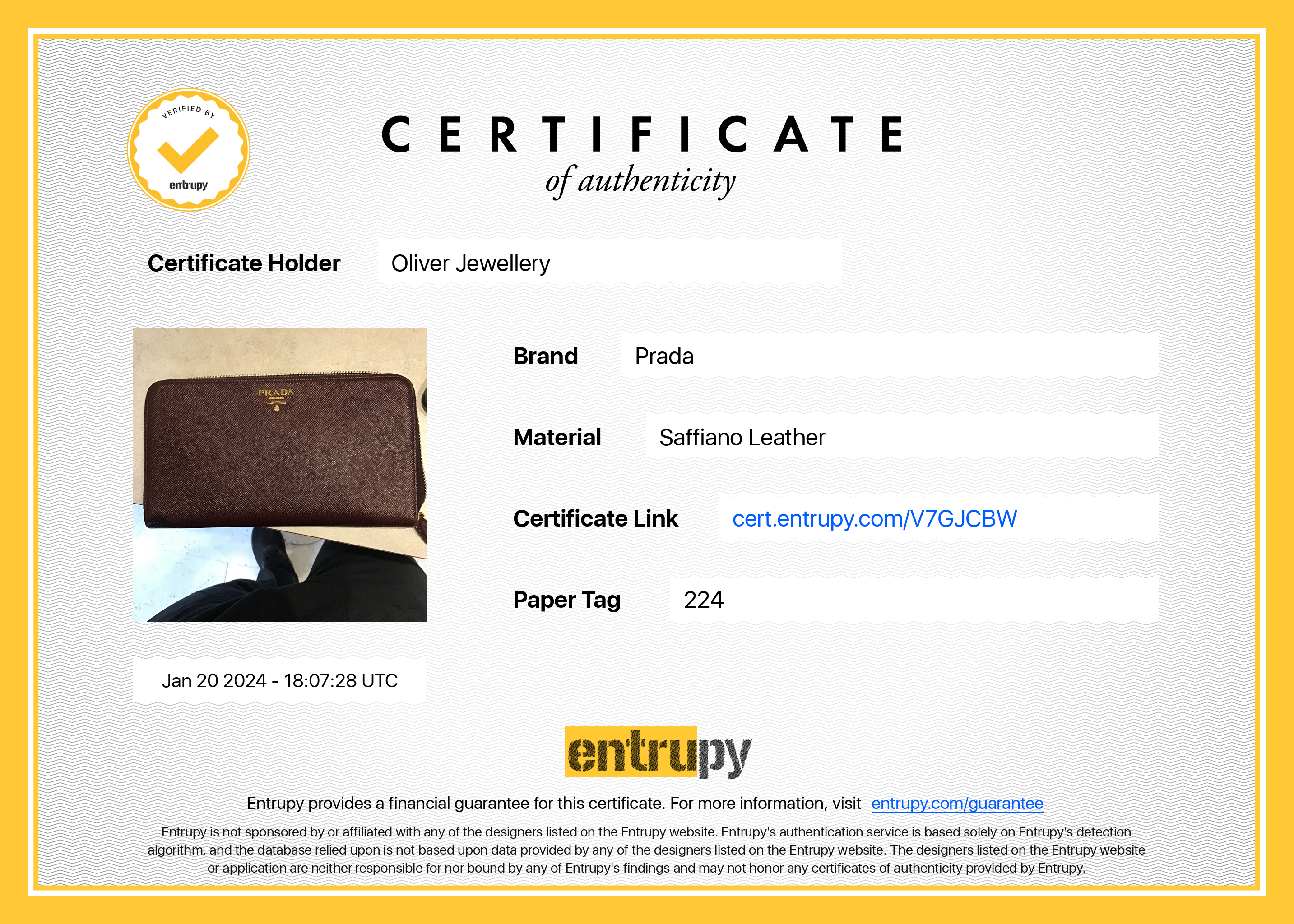 Prada Brown Saffiano Leather Zip Around Wallet