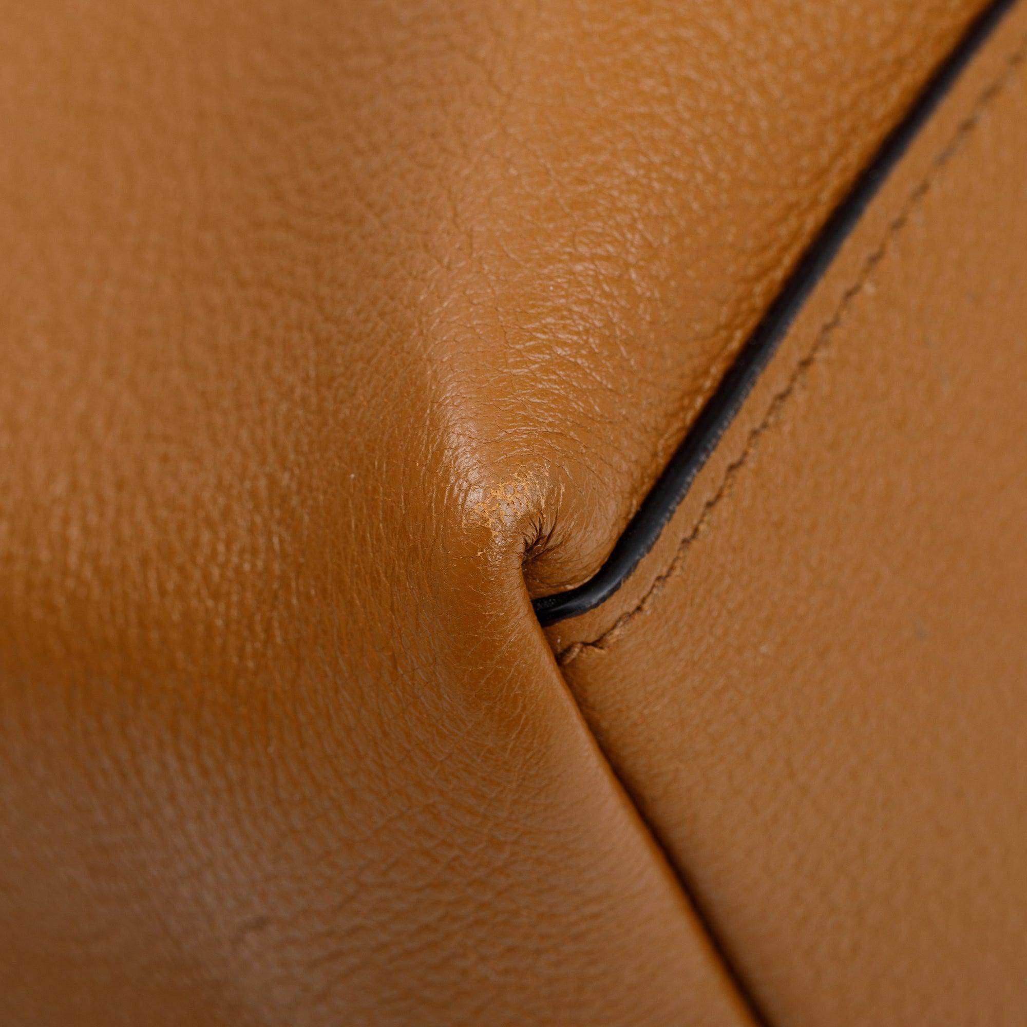 Prada Brown Vitello Daino Medium Logo Hobo Bag w/ Authenticity Card