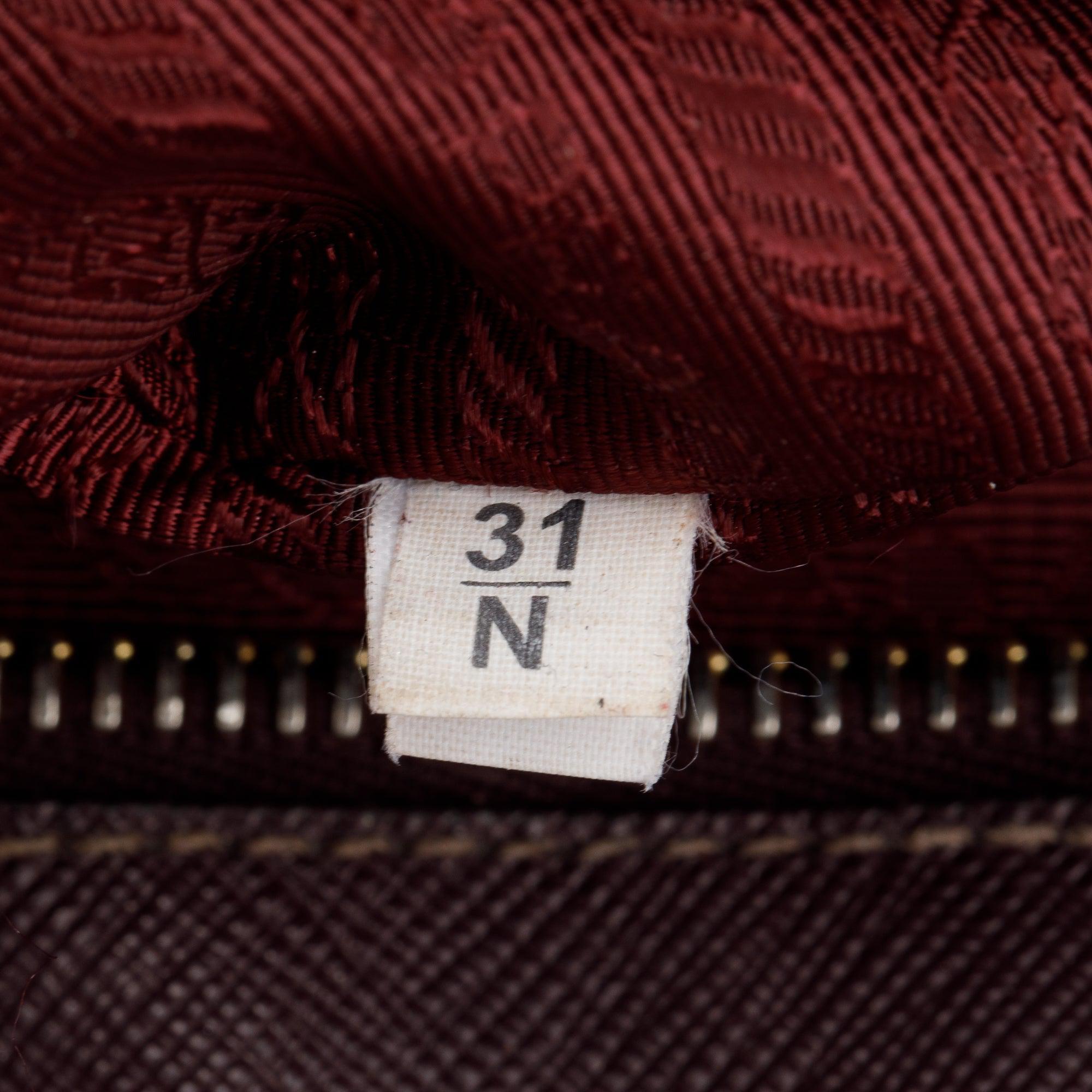 Prada Burgundy Saffiano Lux Large Double Zip Galleria Tote