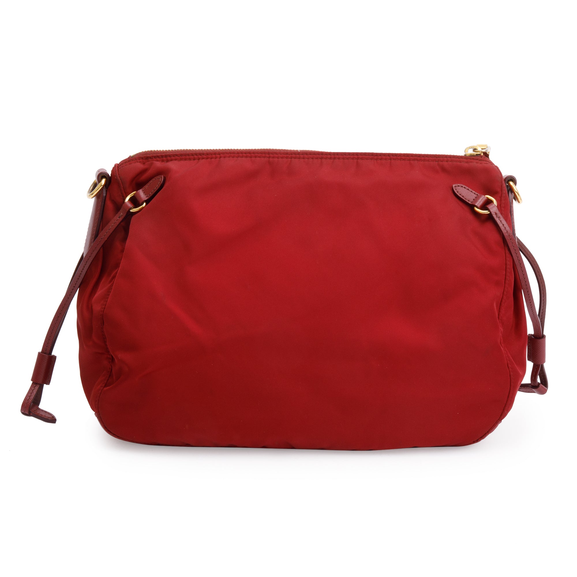 Prada Burgundy Saffiano-Trimmed Tessuto Nylon Crossbody Bag