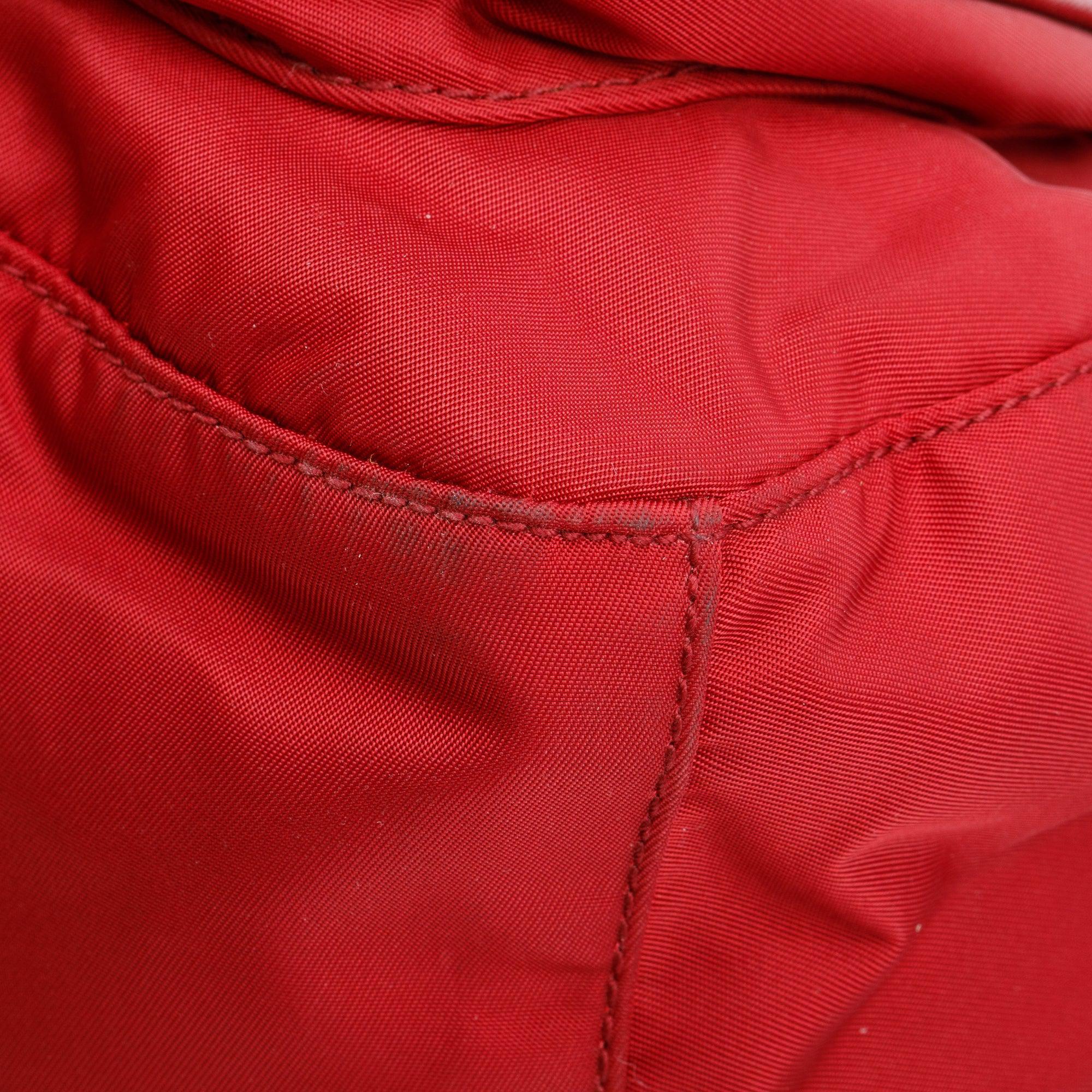 Prada Burgundy Saffiano-Trimmed Tessuto Nylon Crossbody Bag