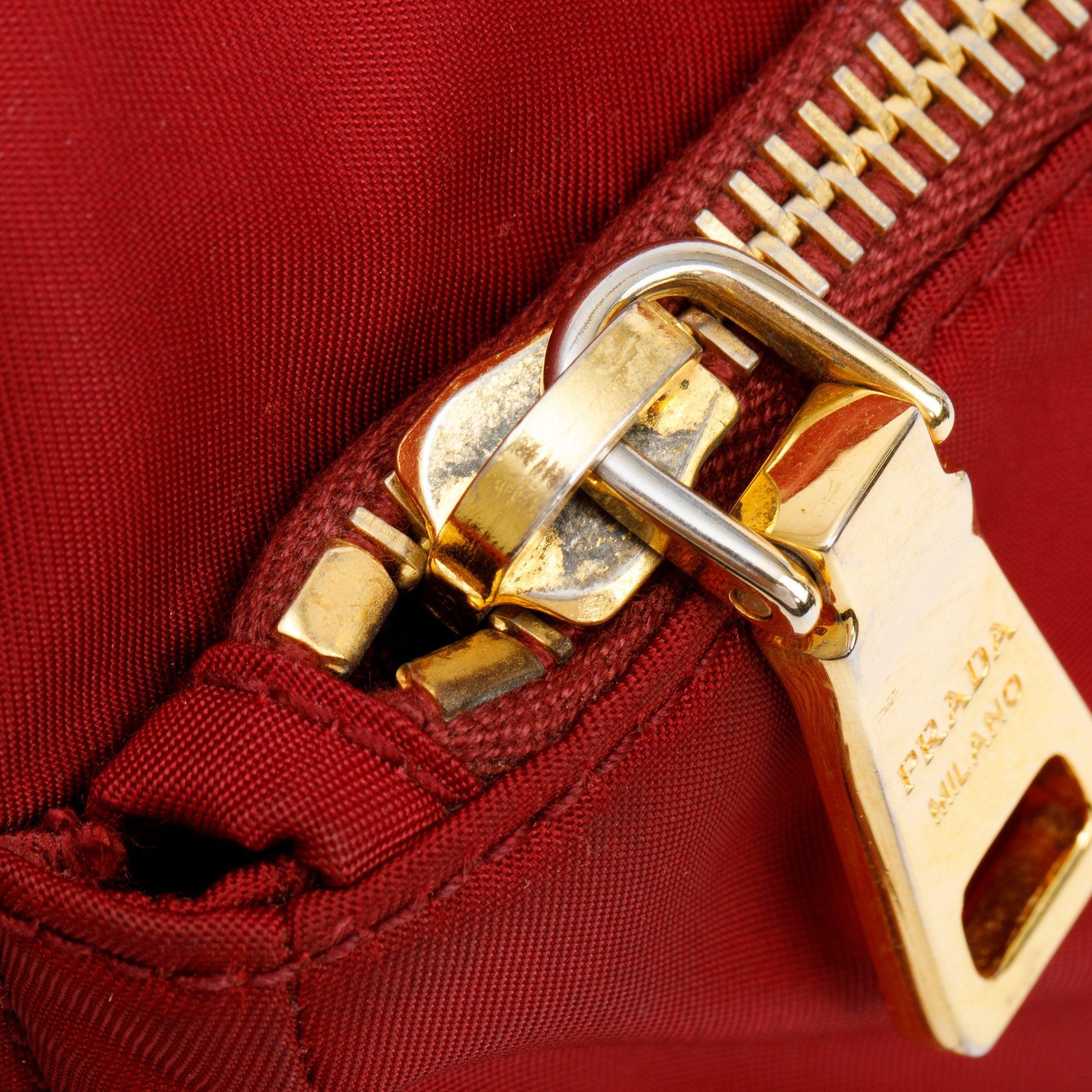 Prada Burgundy Saffiano-Trimmed Tessuto Nylon Crossbody Bag