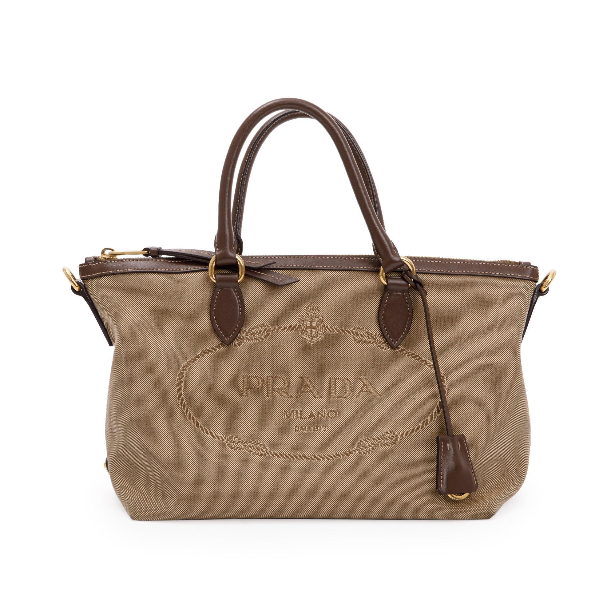 Prada Canapa Logo Jacquard Tote w/ Strap