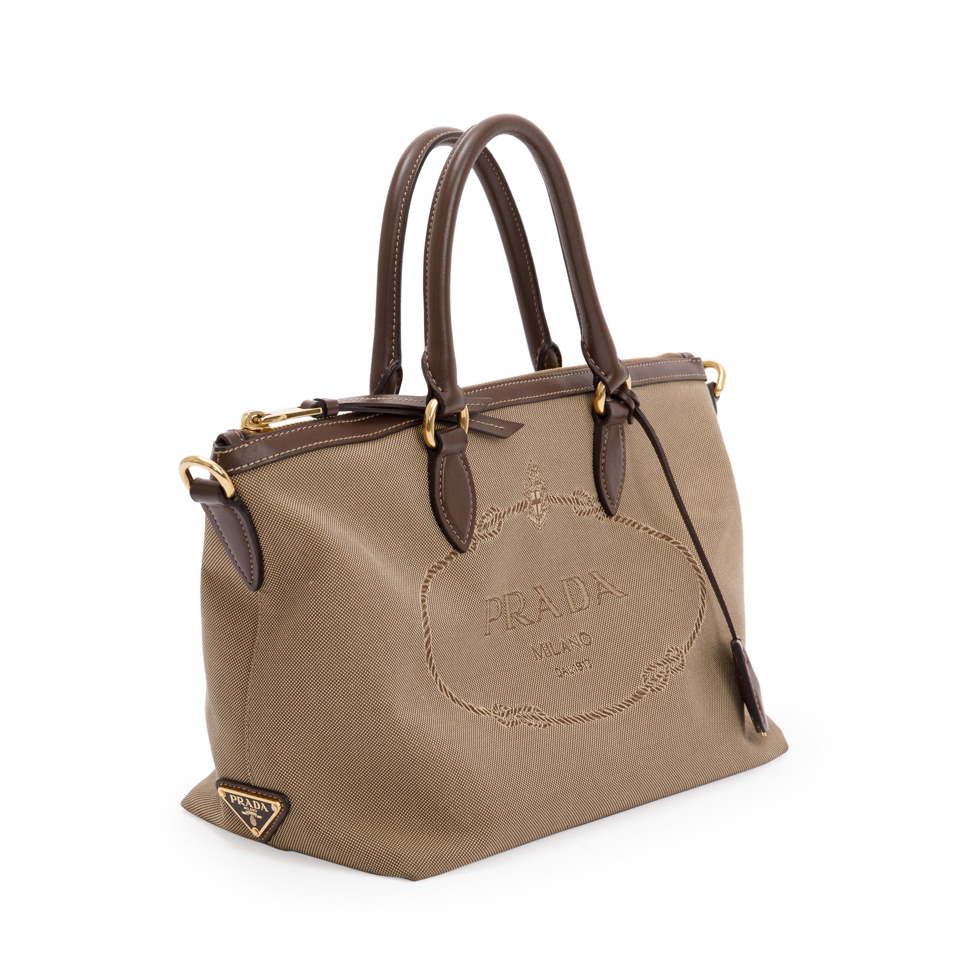 Prada Canapa Logo Jacquard Tote w/ Strap