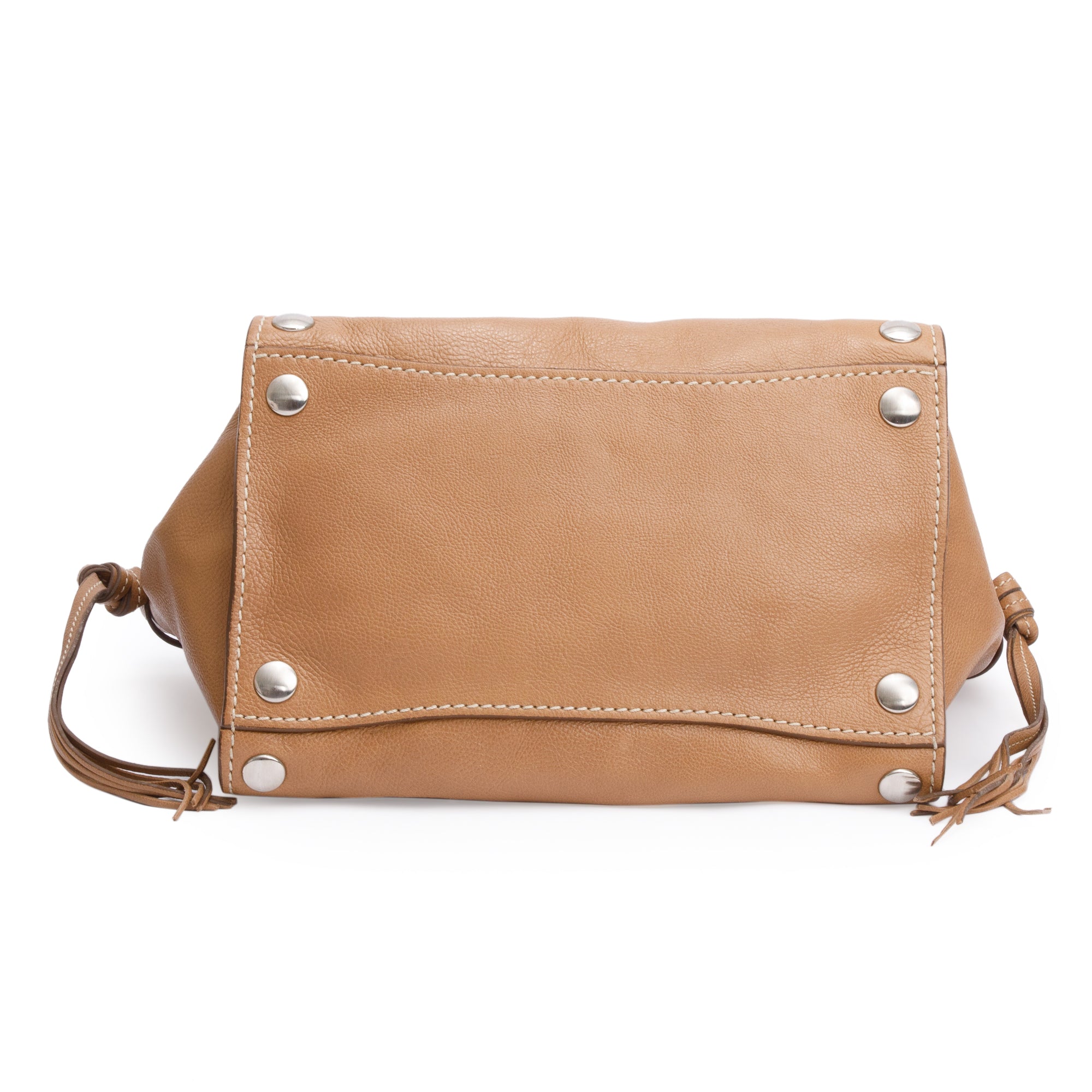 Prada Caramel Glace Calf Studded Twin Pocket Tote w/ Strap