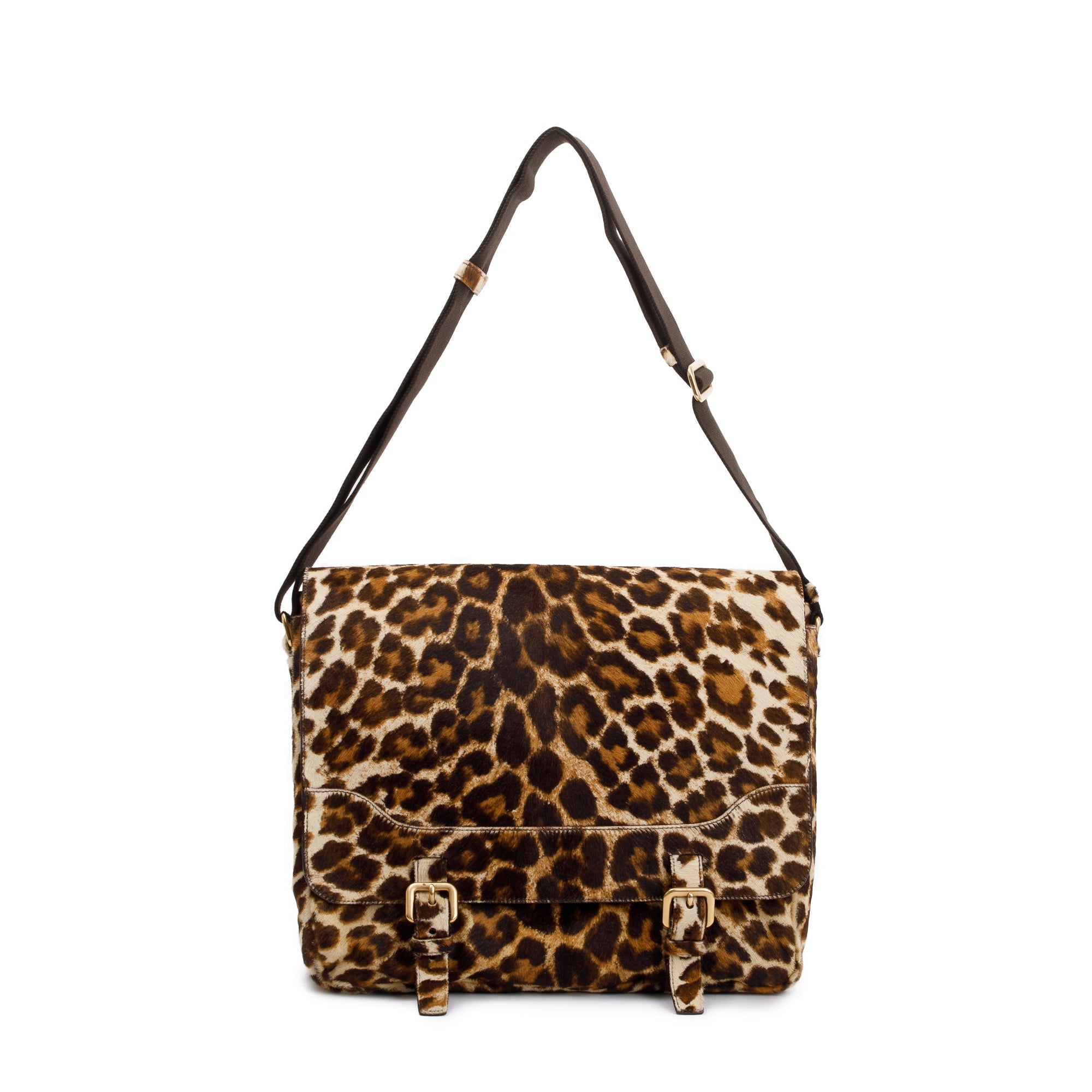 Prada Cavallino Leopard Print Messenger Bag w/ Authenticity Card