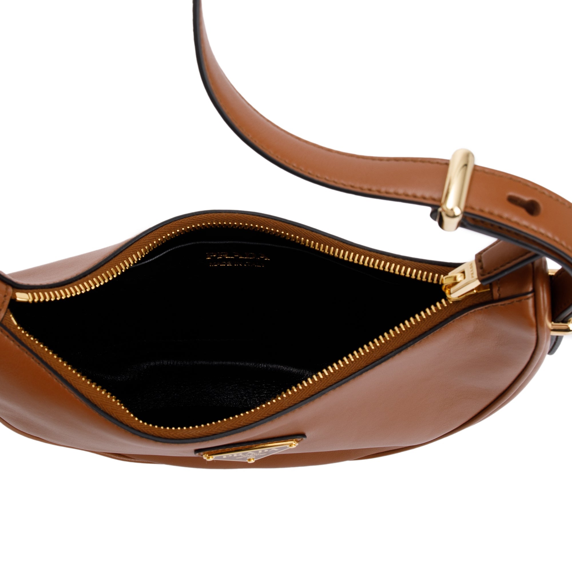 Prada Cognac Nappa Leather Arque Shoulder Bag w/ Strap