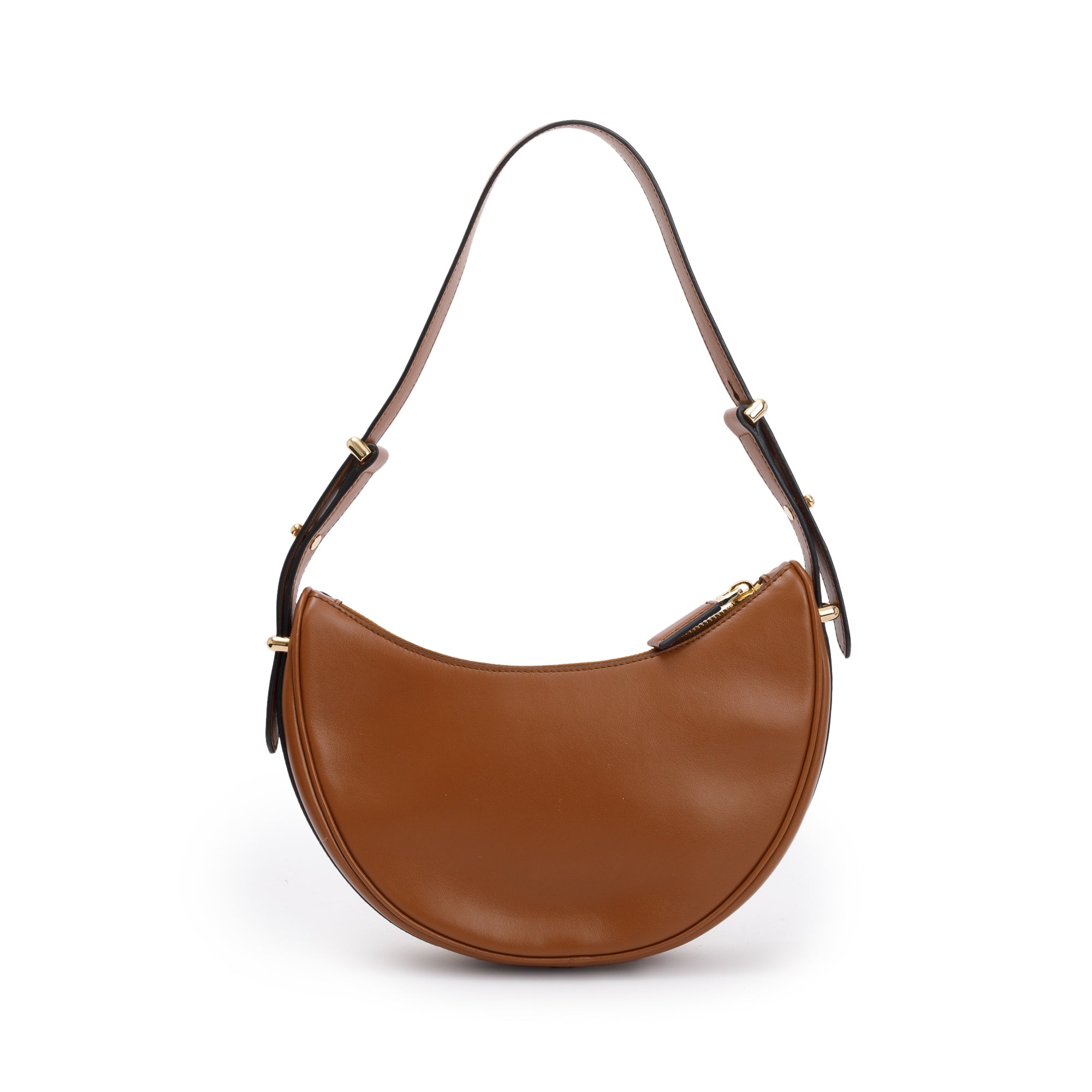 Prada Cognac Nappa Leather Arque Shoulder Bag w/ Strap