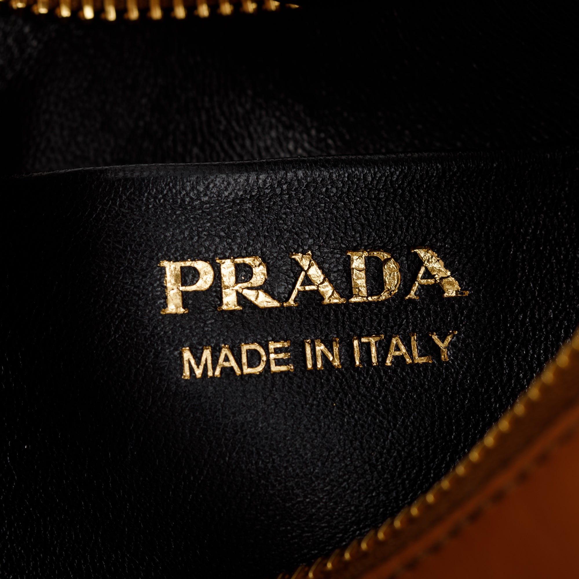 Prada Cognac Nappa Leather Arque Shoulder Bag w/ Strap