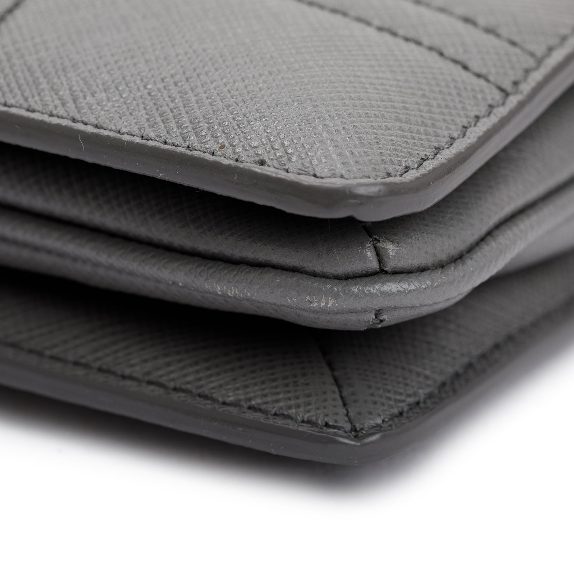 Prada Gray Saffiano Leather Soft Shoulder Bag