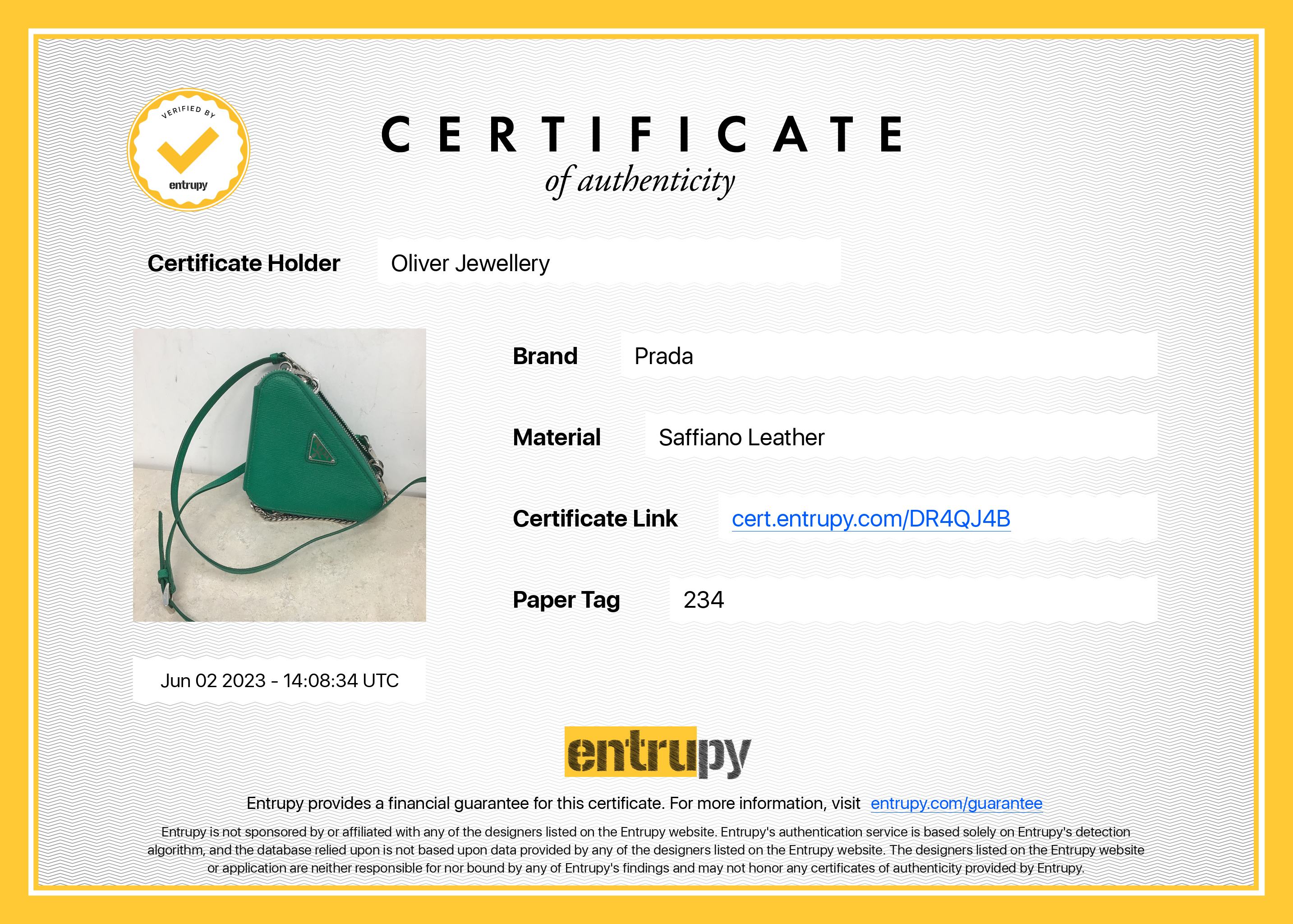 Prada Green Saffiano Leather Mini Triangle Pouch