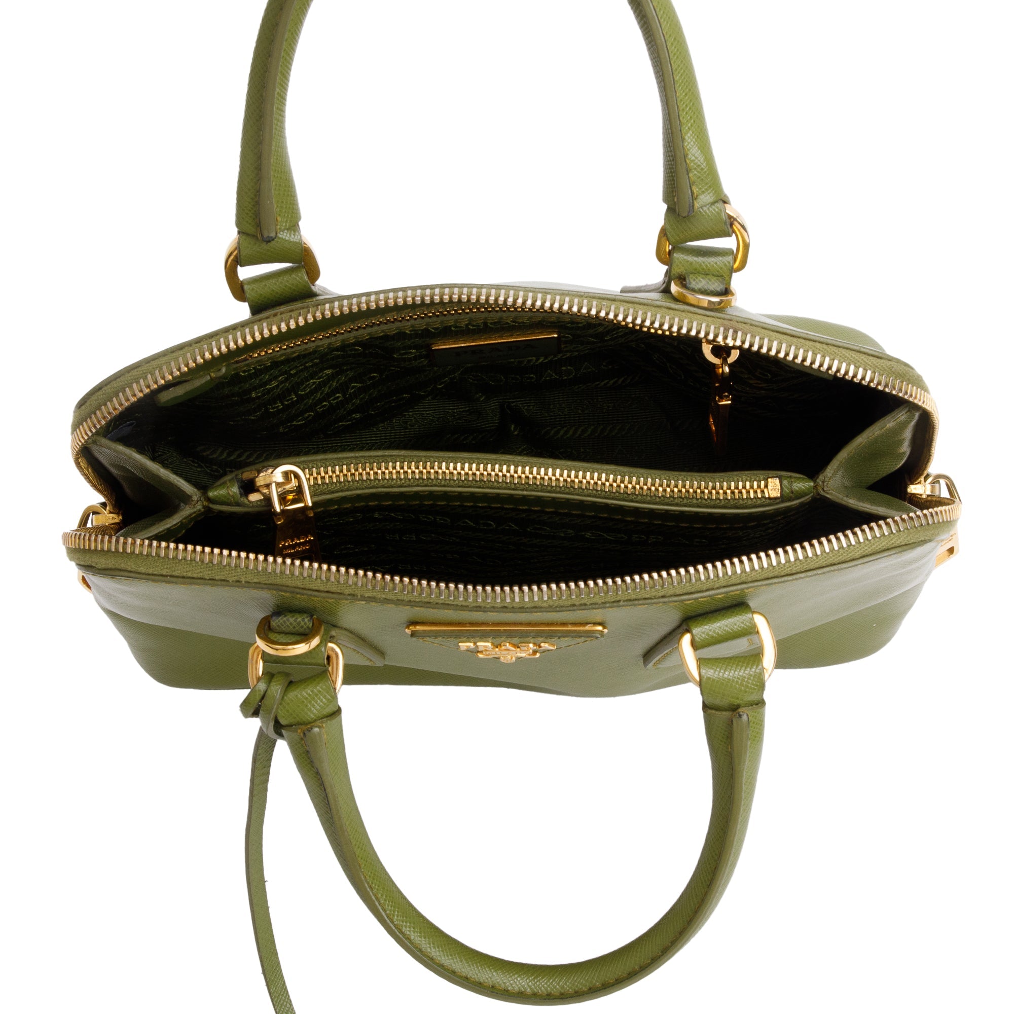 Prada Green Saffiano Lux Small Promenade Tote w/ Strap