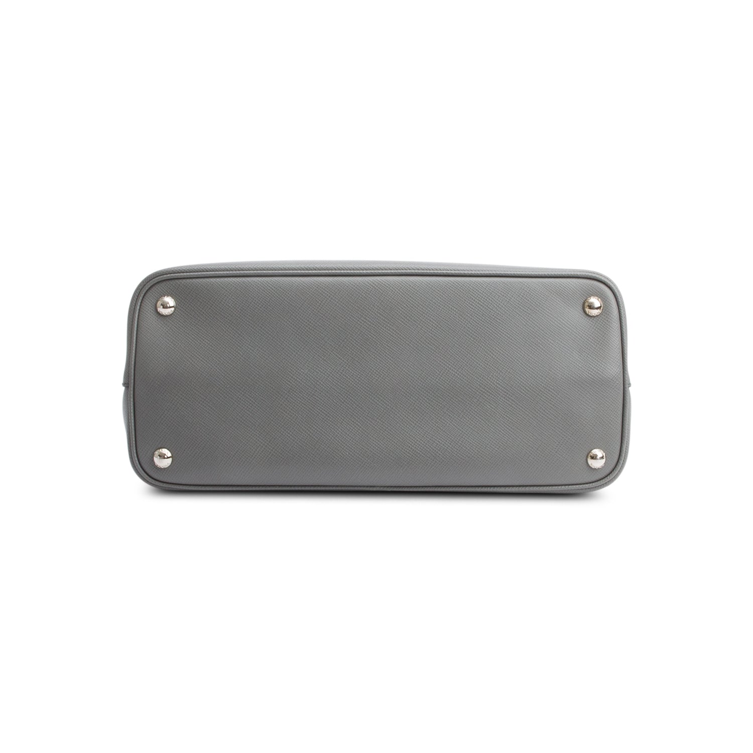 Prada Grey Saffiano Lux Medium Cuir Double Tote w/ Strap