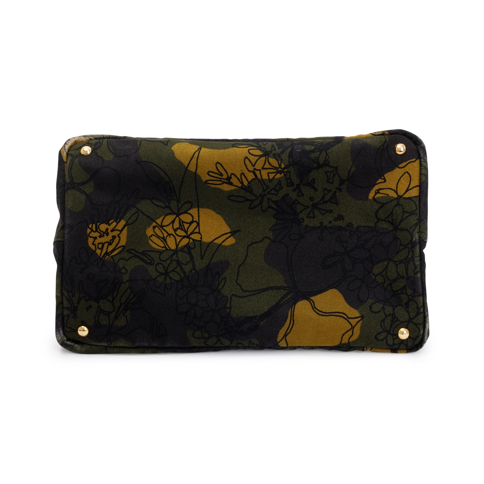 Prada Large Green Printed Canapa Canvas Tote