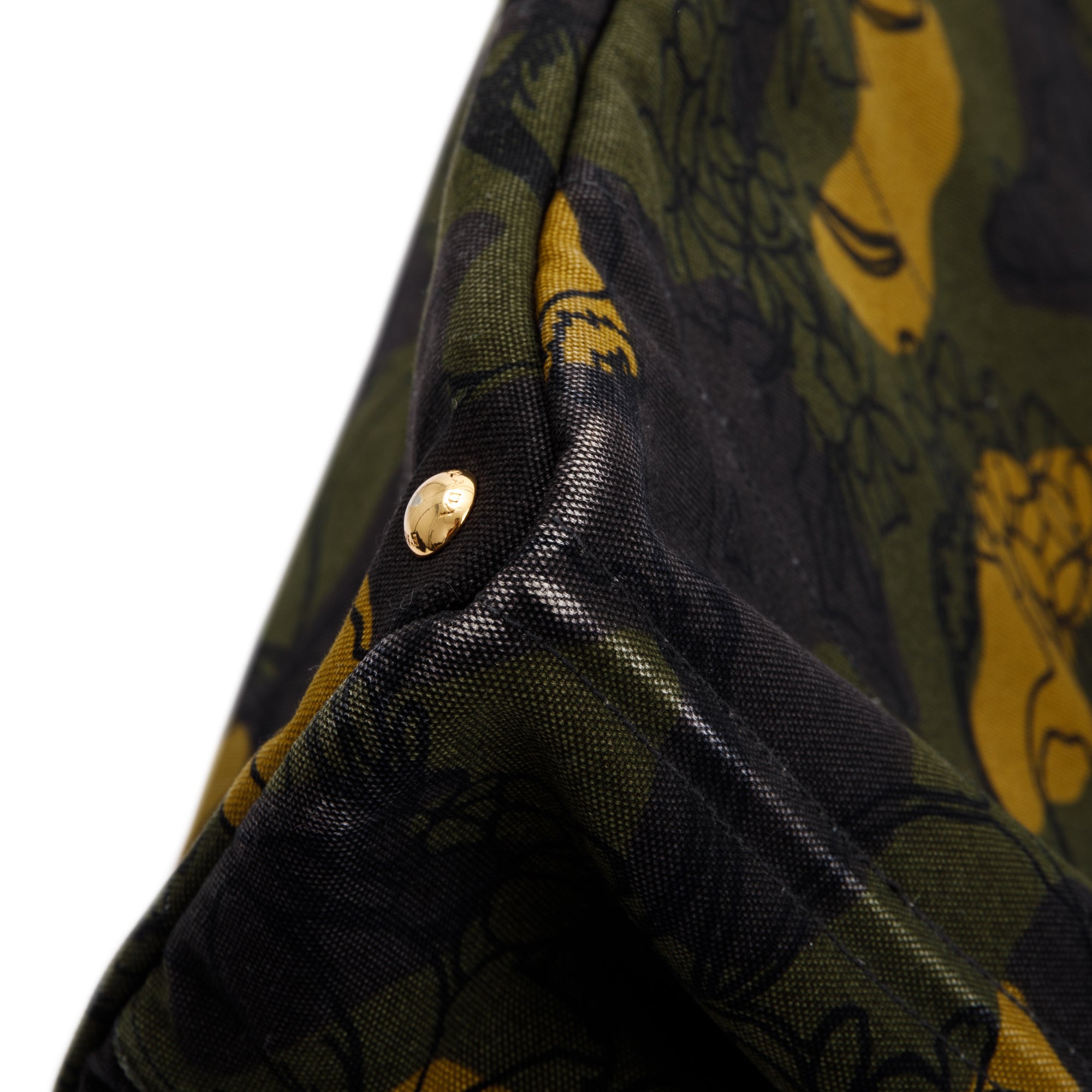 Prada Large Green Printed Canapa Canvas Tote