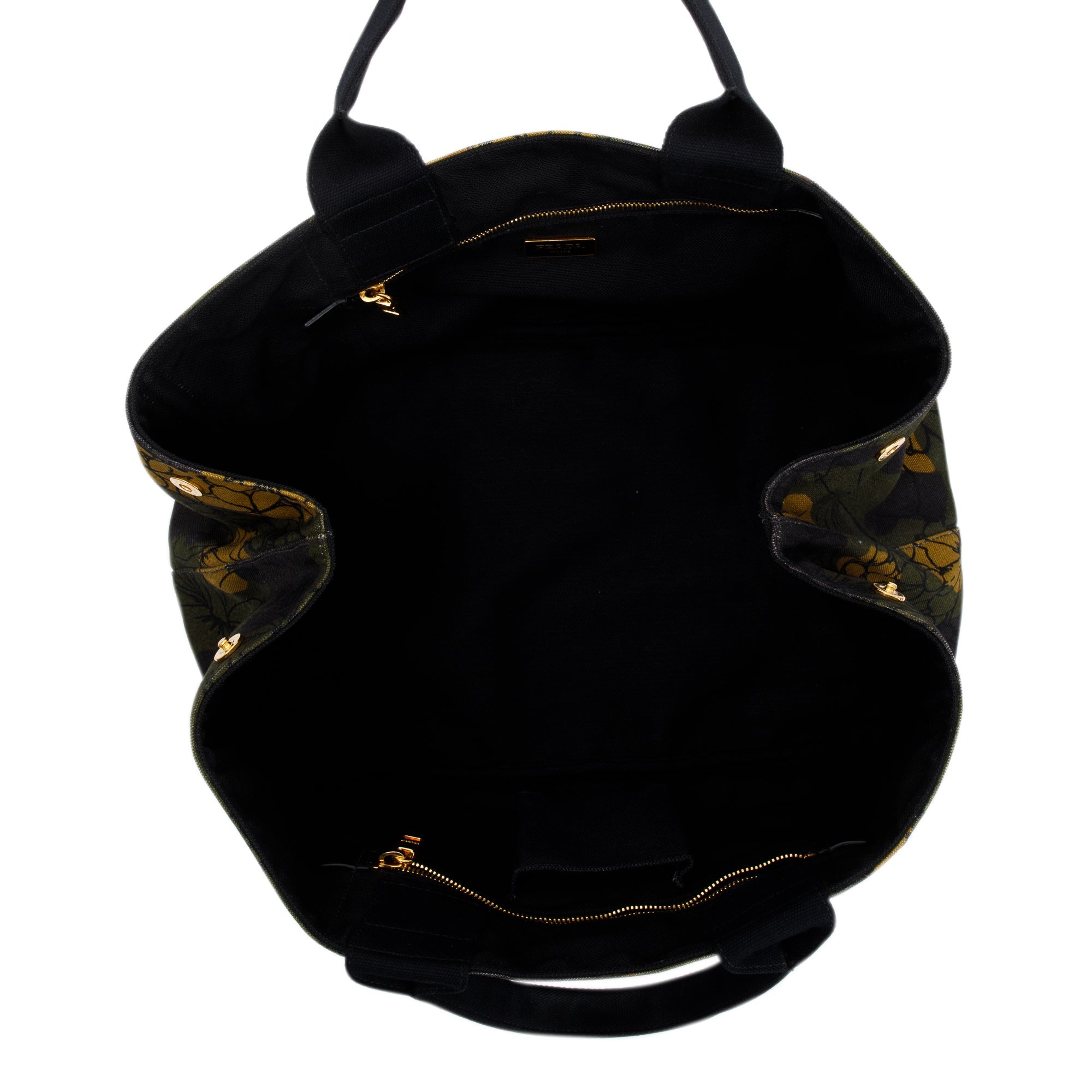 Prada Large Green Printed Canapa Canvas Tote