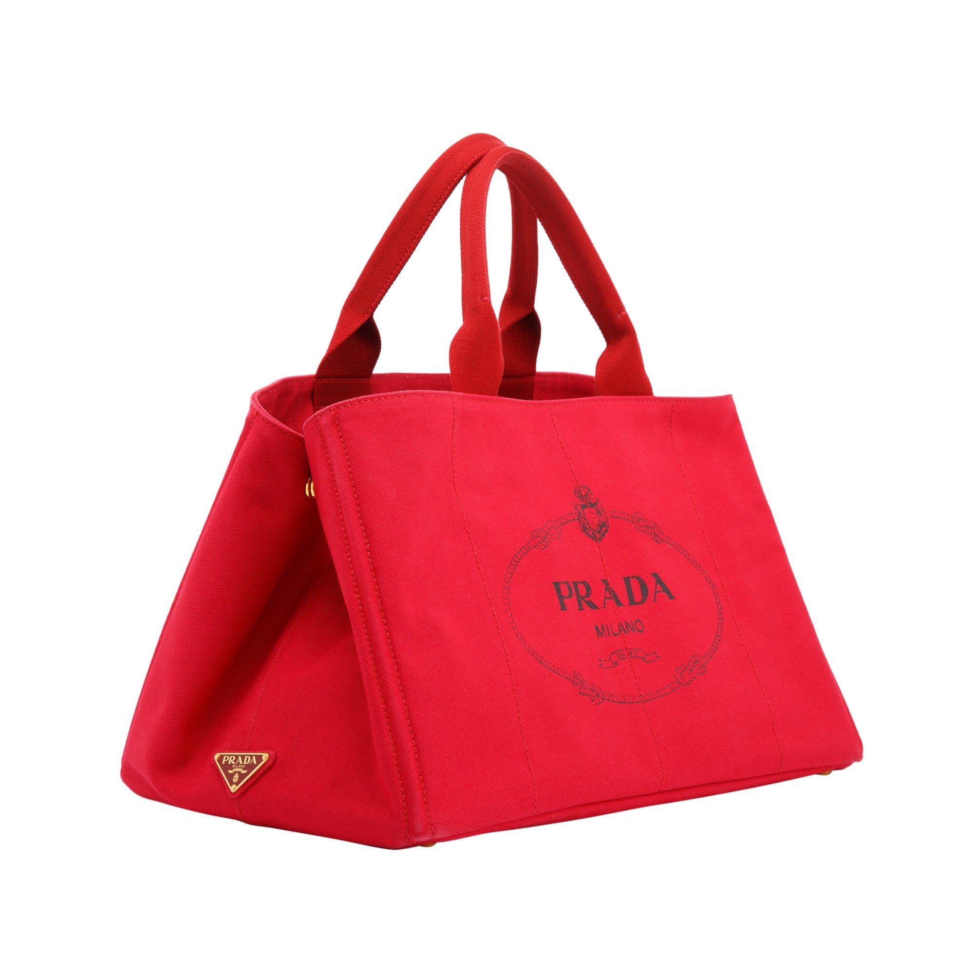 Prada Large Red Canapa Logo Tote