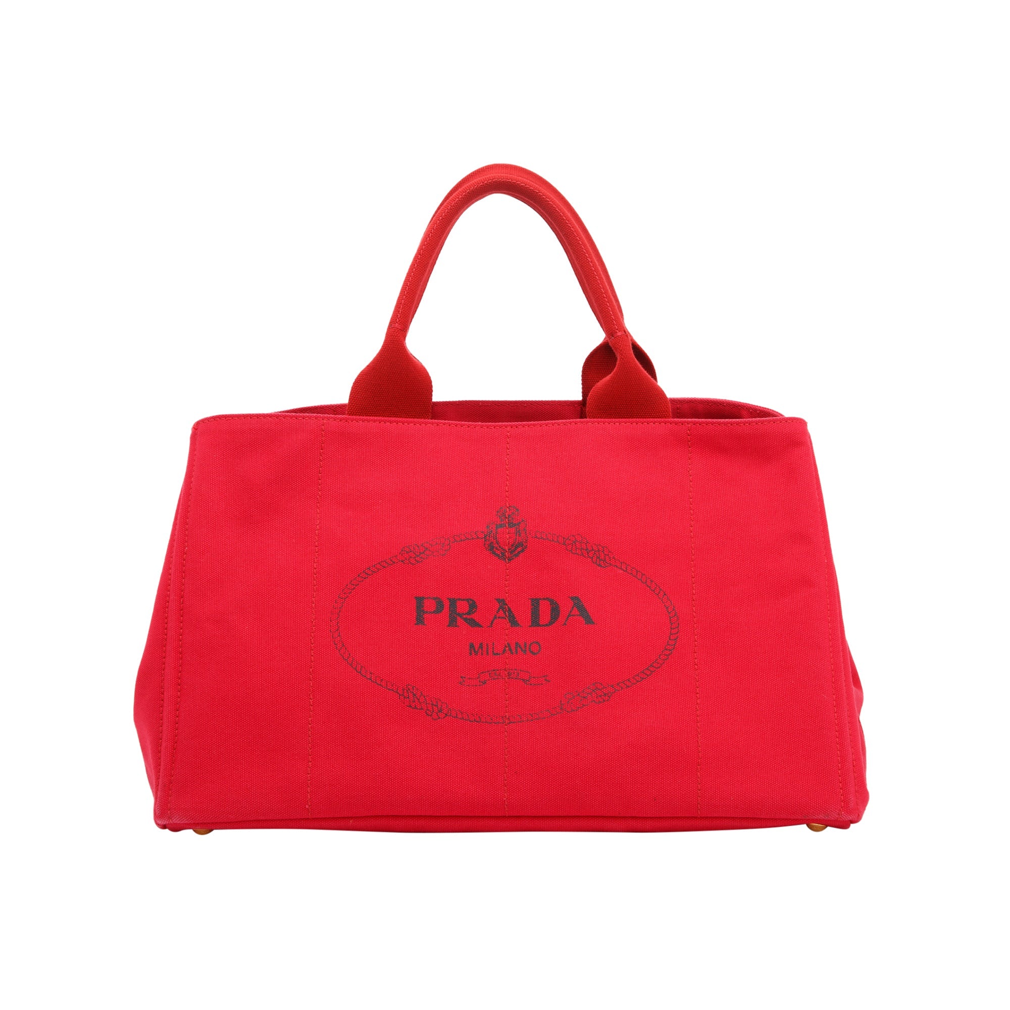 Prada Large Red Canapa Logo Tote