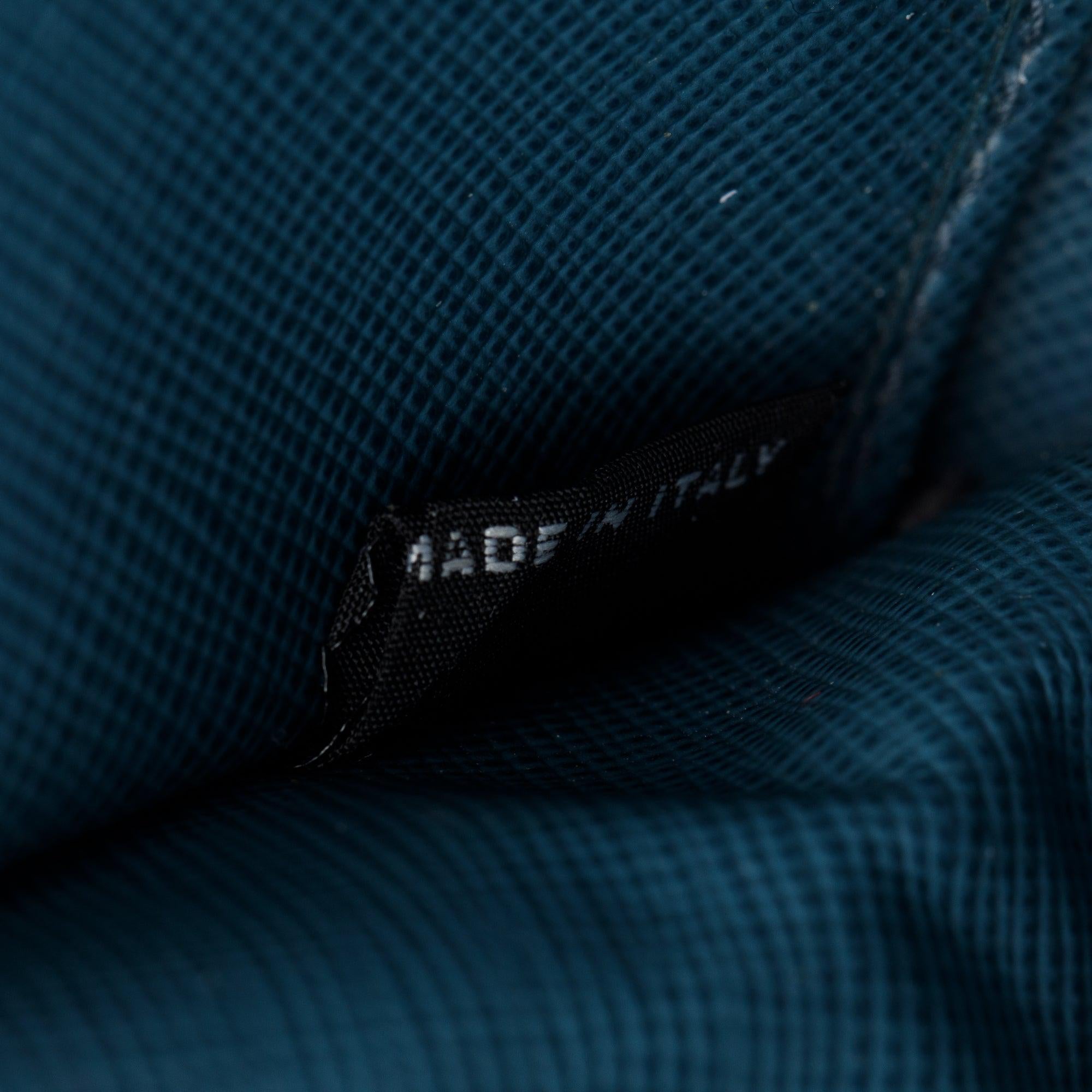 Prada Marine Saffiano Metal Leather Zip Around Wallet w/ Box & Card